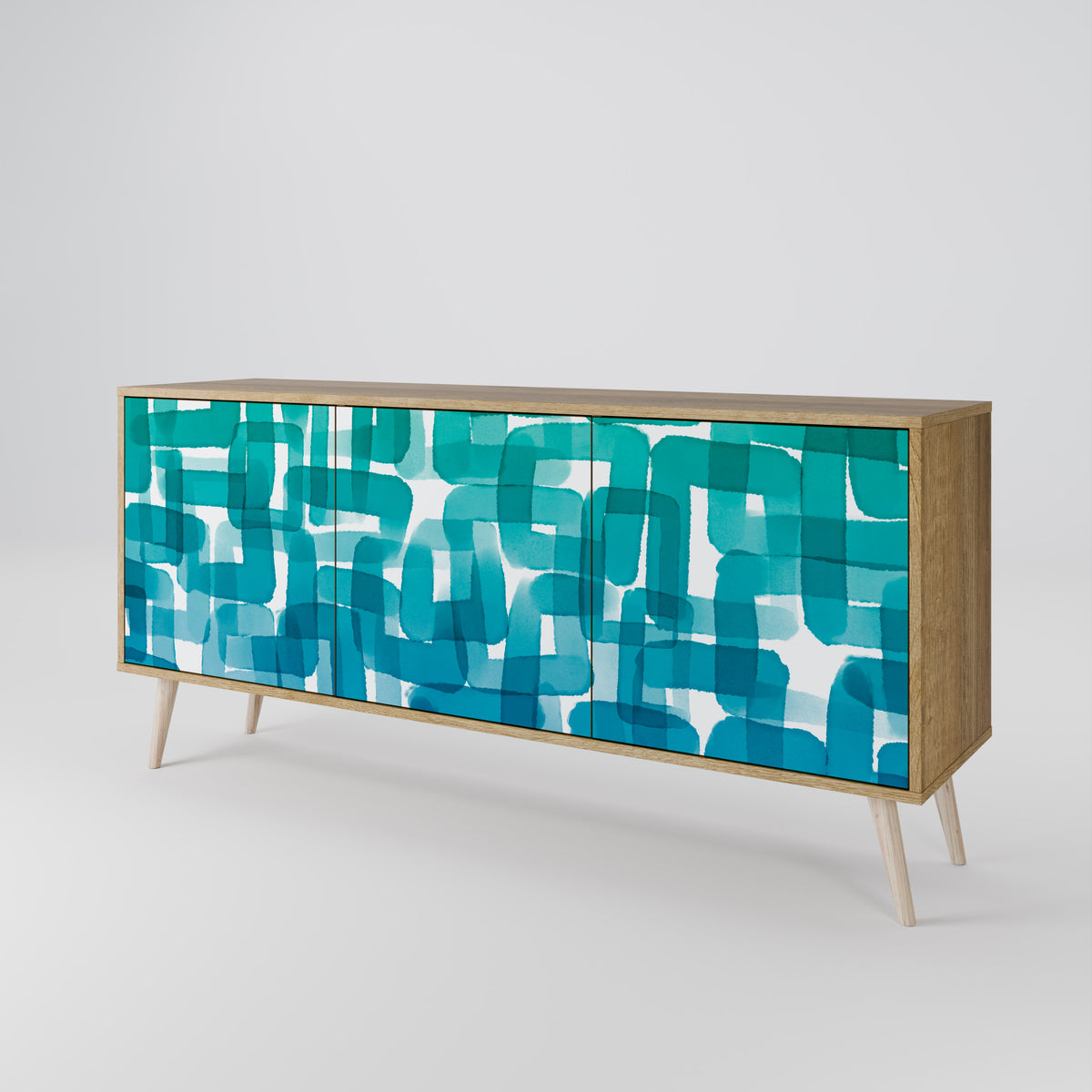 TURQUOISE RECTANGLES Aparador de 3 Puertas