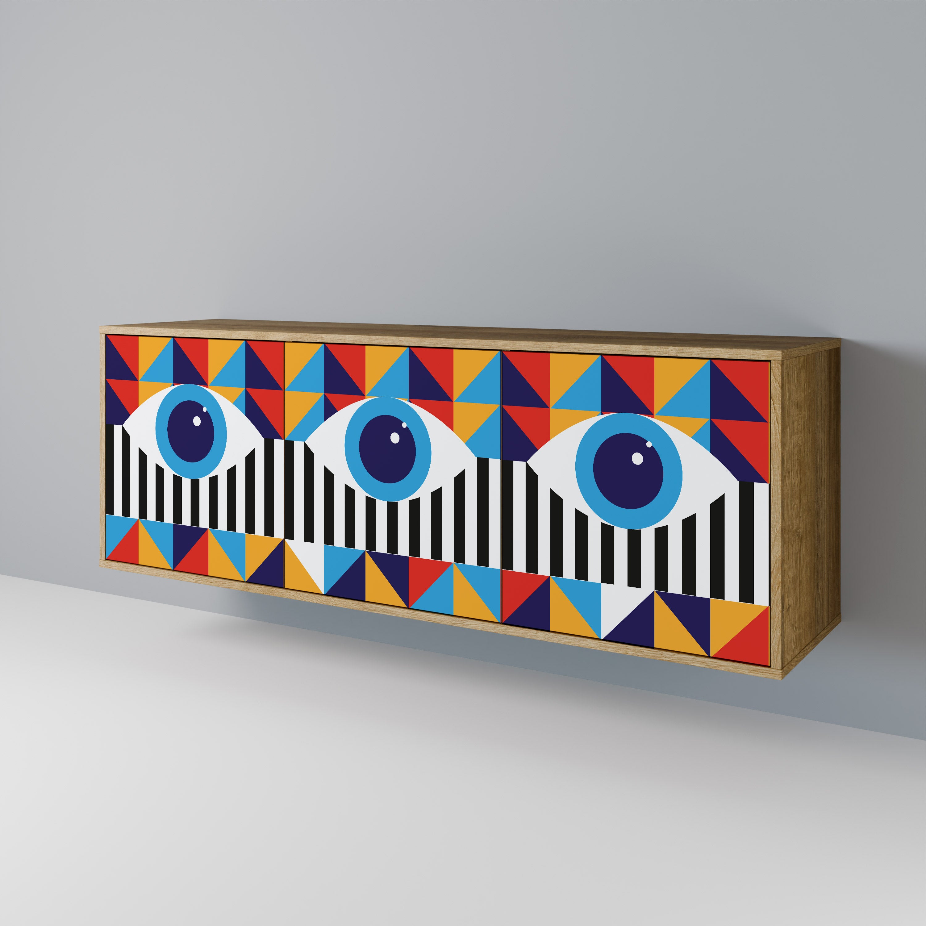 ABSTRACTION AND GEOMETRY 3-Door Sideboard in Oak Effect