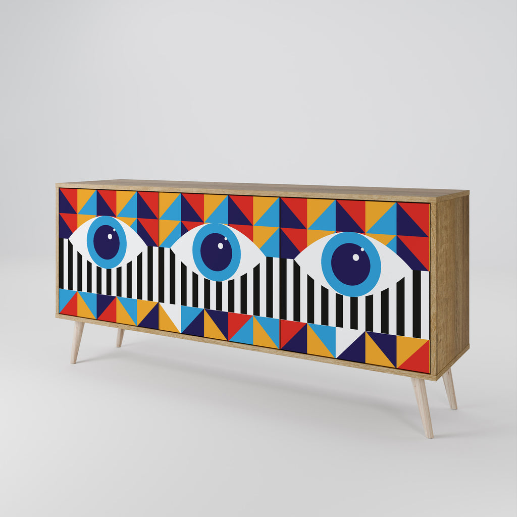 ABSTRACTION AND GEOMETRY 3-Door Sideboard in Oak Effect
