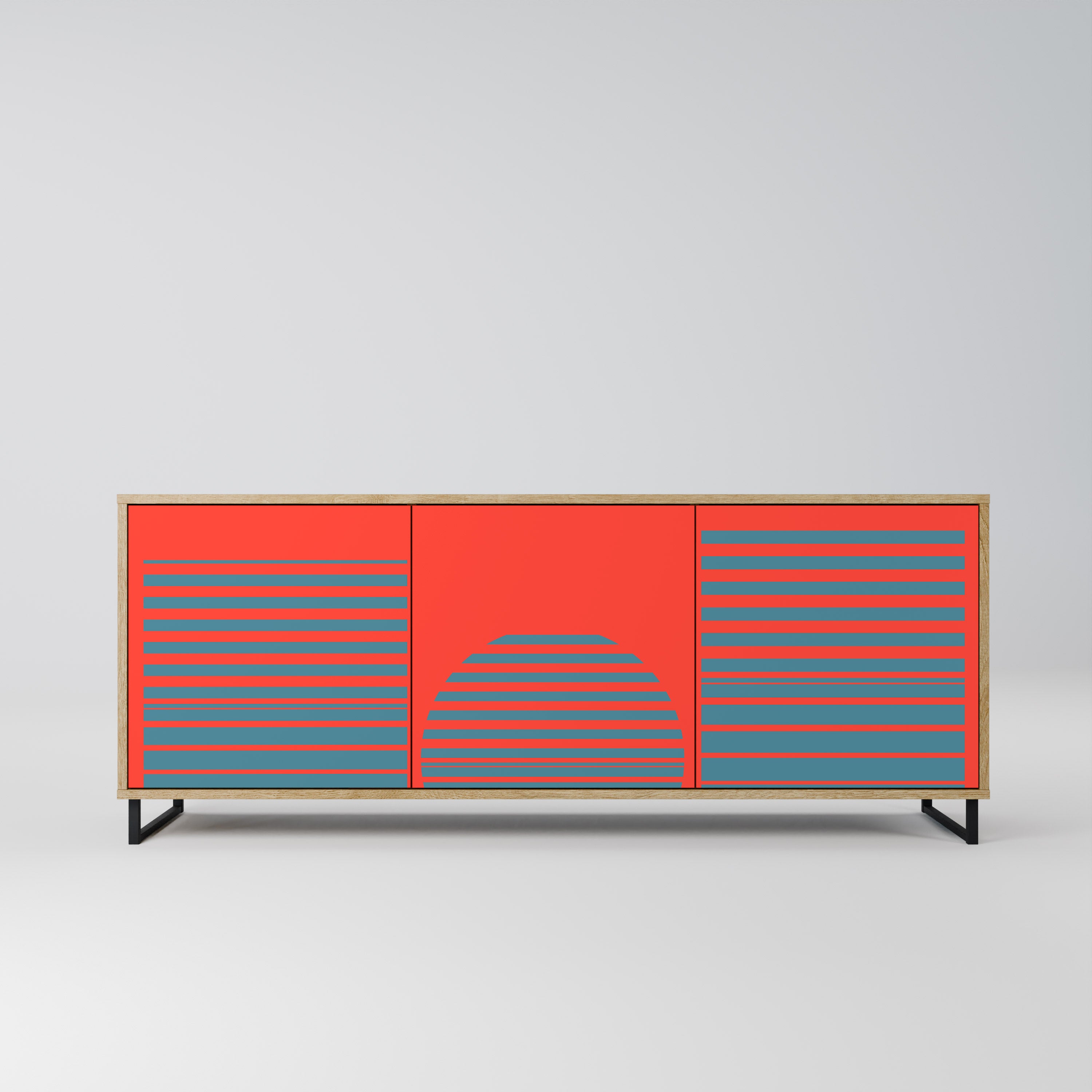 RISING GEOMETRY STARS 3-Door Sideboard in Oak Effect