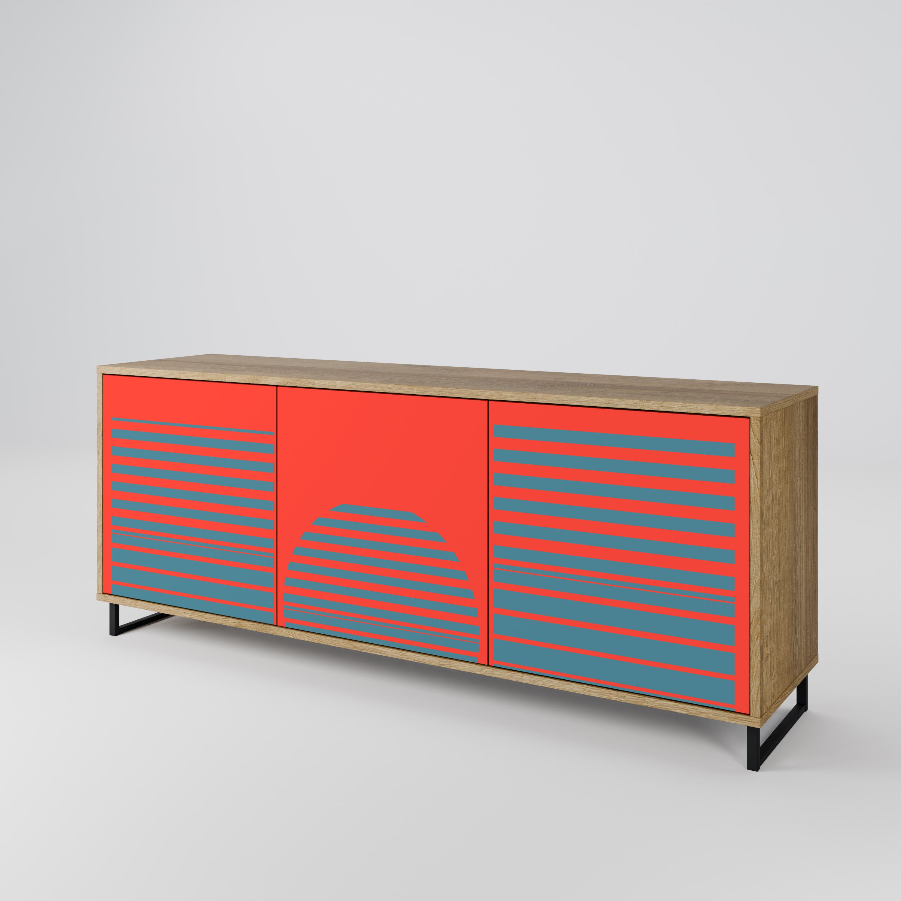 RISING GEOMETRY STARS 3-Door Sideboard in Oak Effect