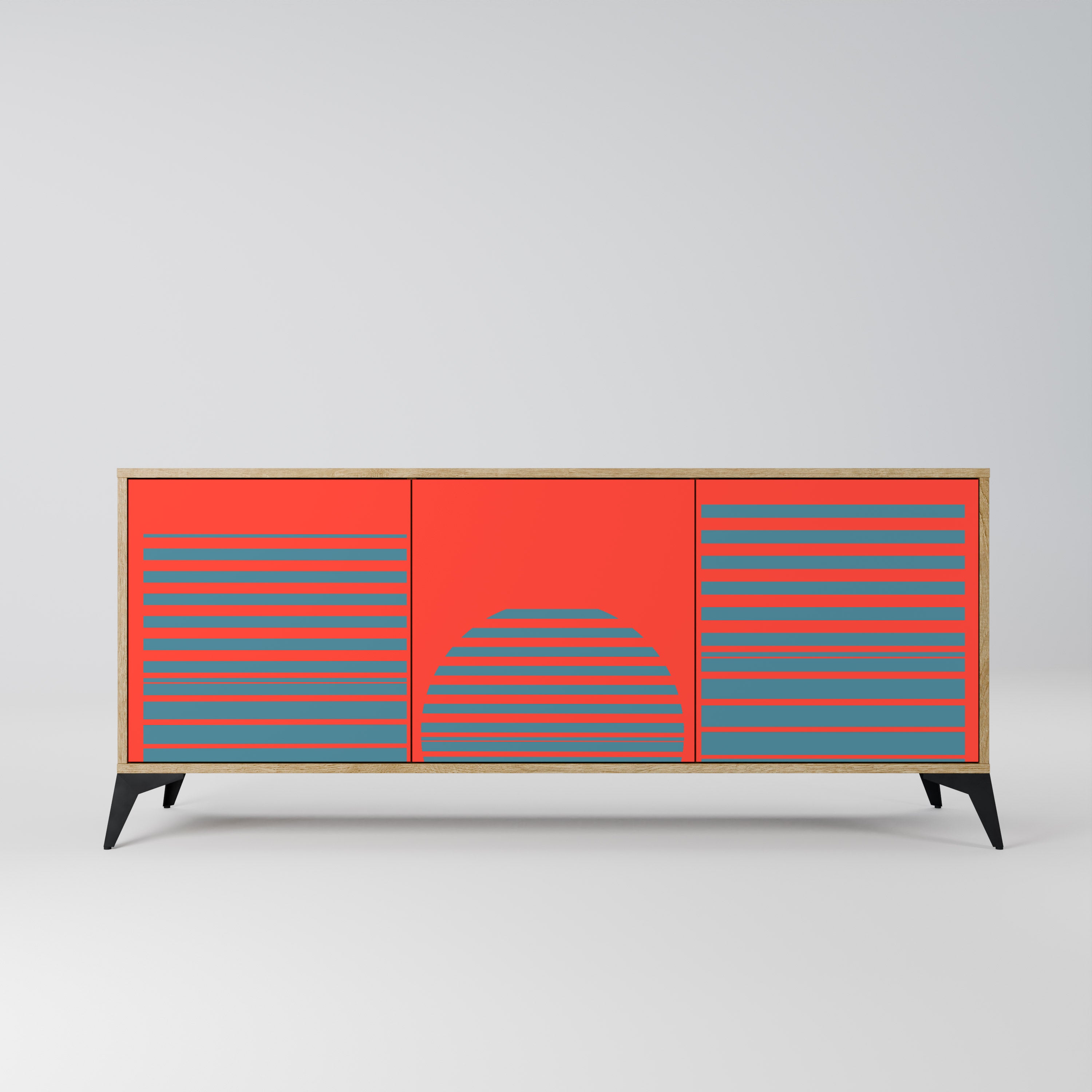 RISING GEOMETRY STARS 3-Door Sideboard in Oak Effect
