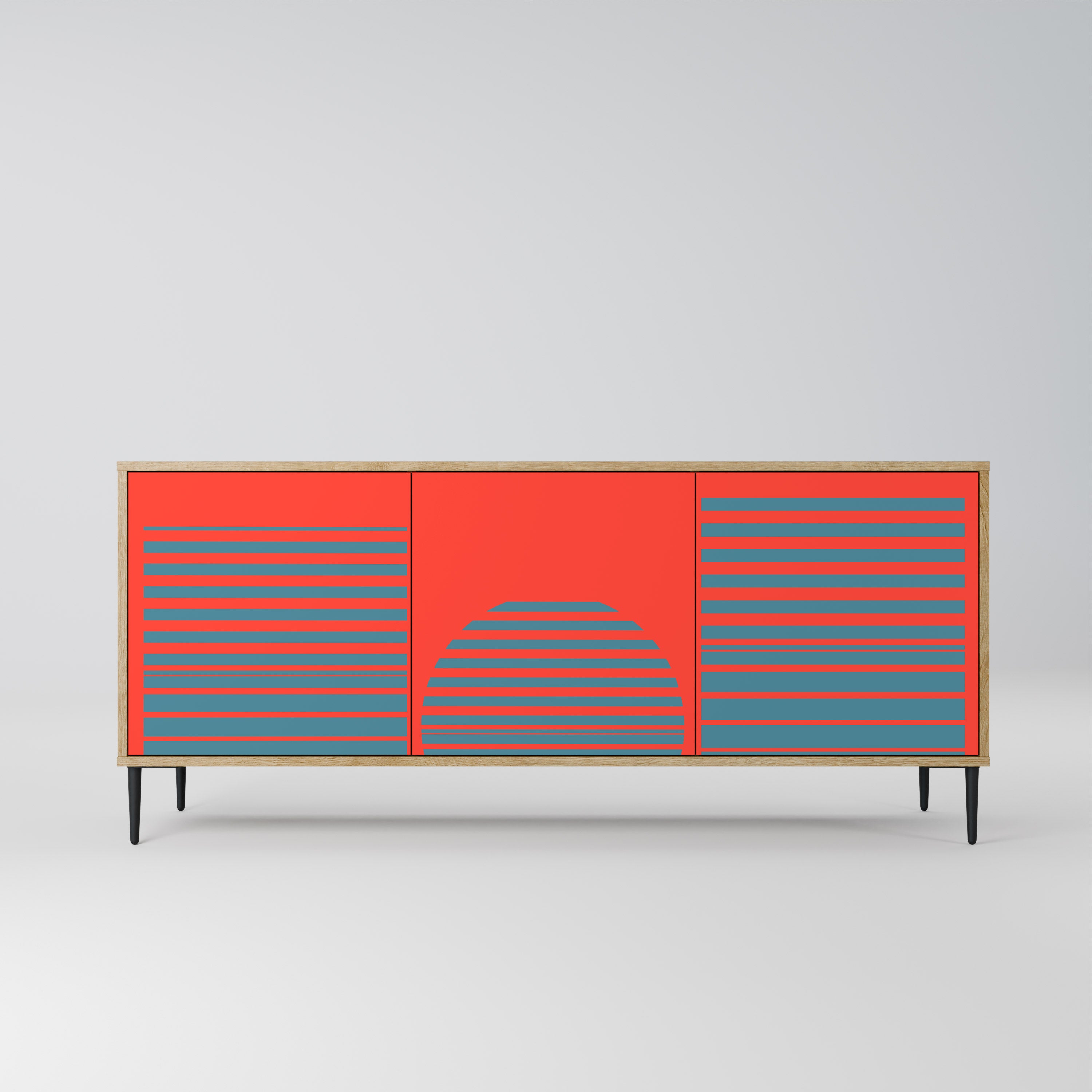 RISING GEOMETRY STARS 3-Door Sideboard in Oak Effect