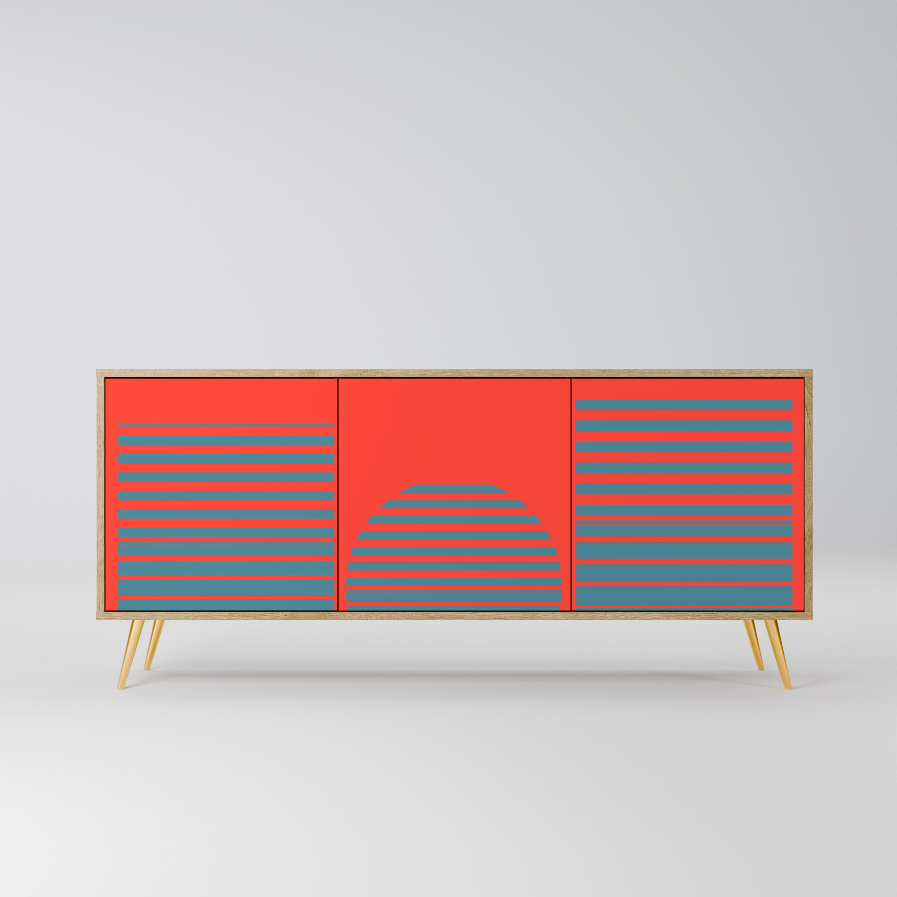 RISING GEOMETRY STARS 3-Door Sideboard in Oak Effect