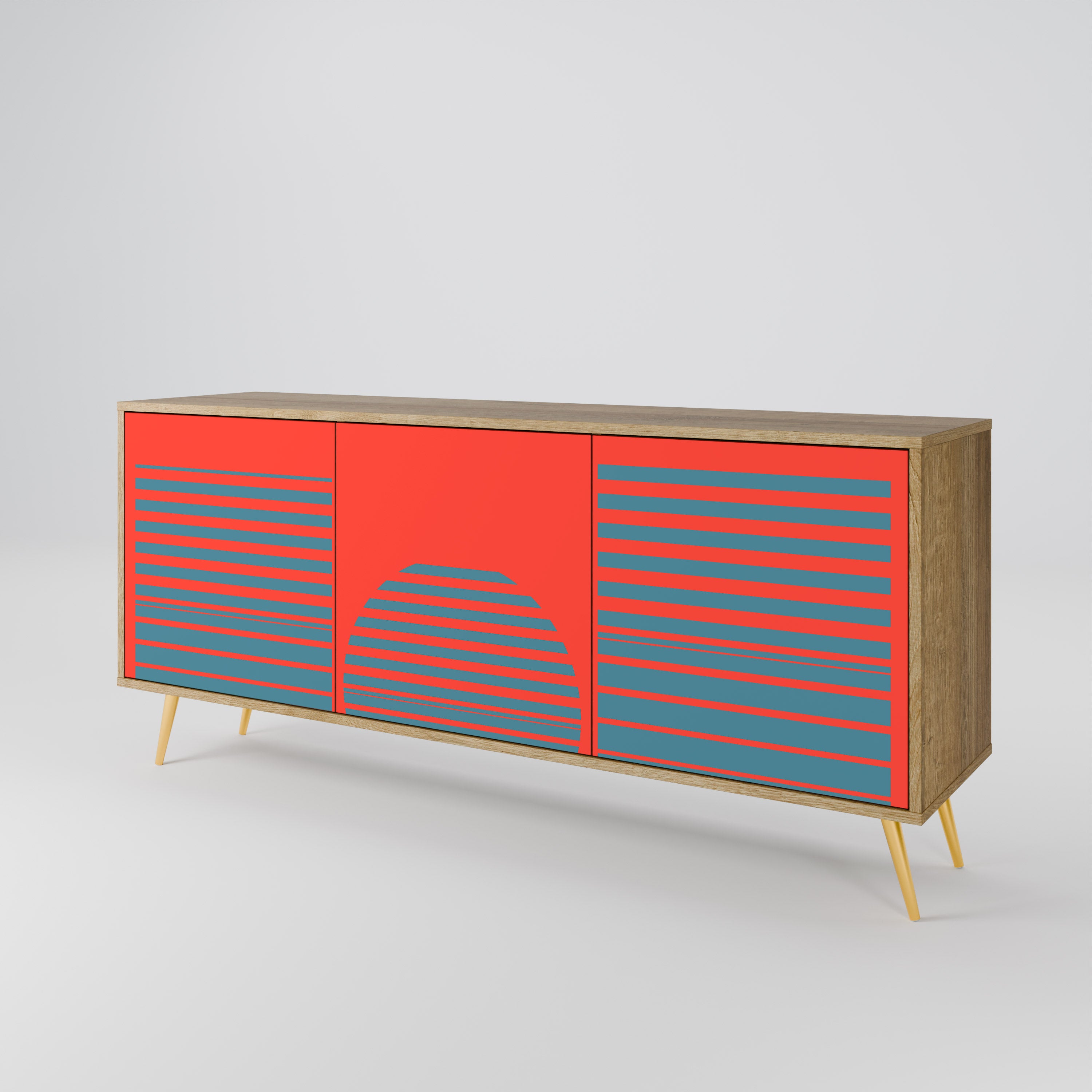 RISING GEOMETRY STARS 3-Door Sideboard in Oak Effect