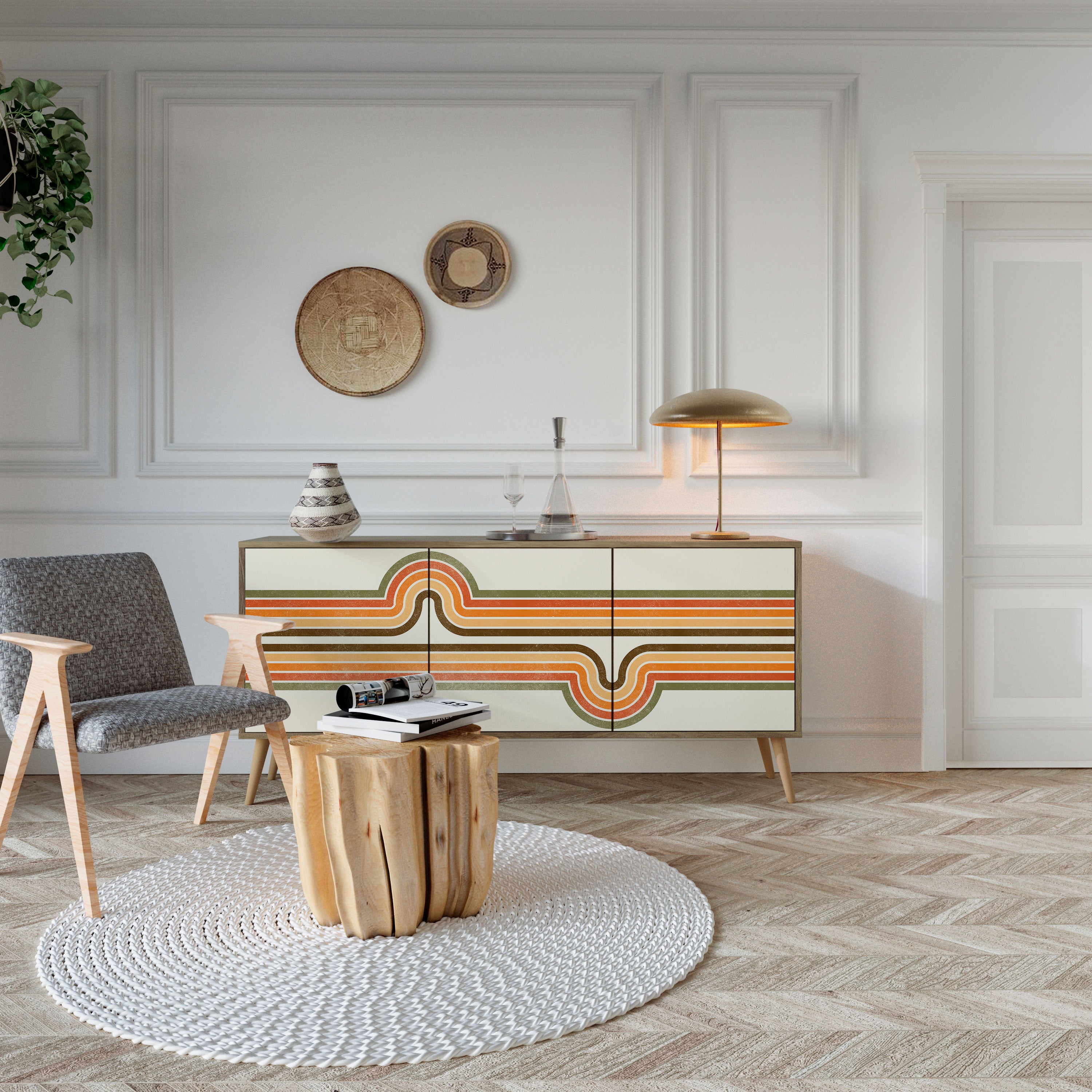 EXCEPTIONAL STREAM 3-Door Sideboard in Oak Effect