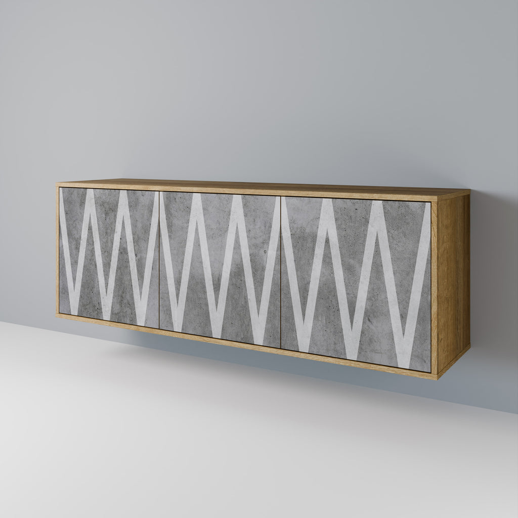 SOLID ZIG ZAG 3-Door Sideboard in Oak Effect