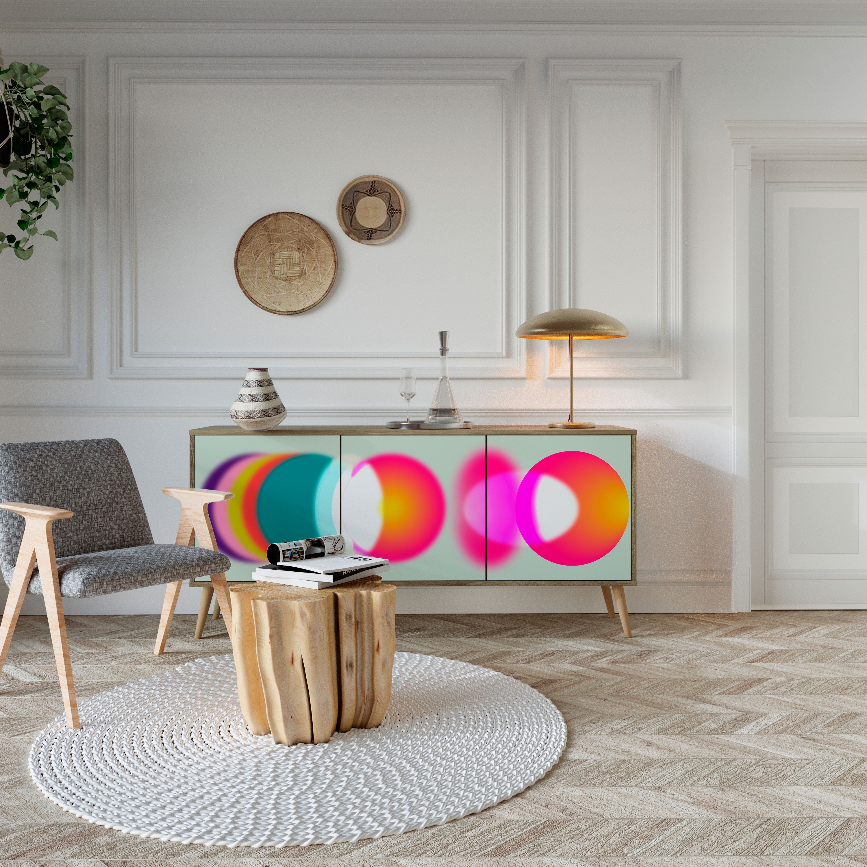 SYMPHONY OF COLORS 3-Door Sideboard in Oak Effect