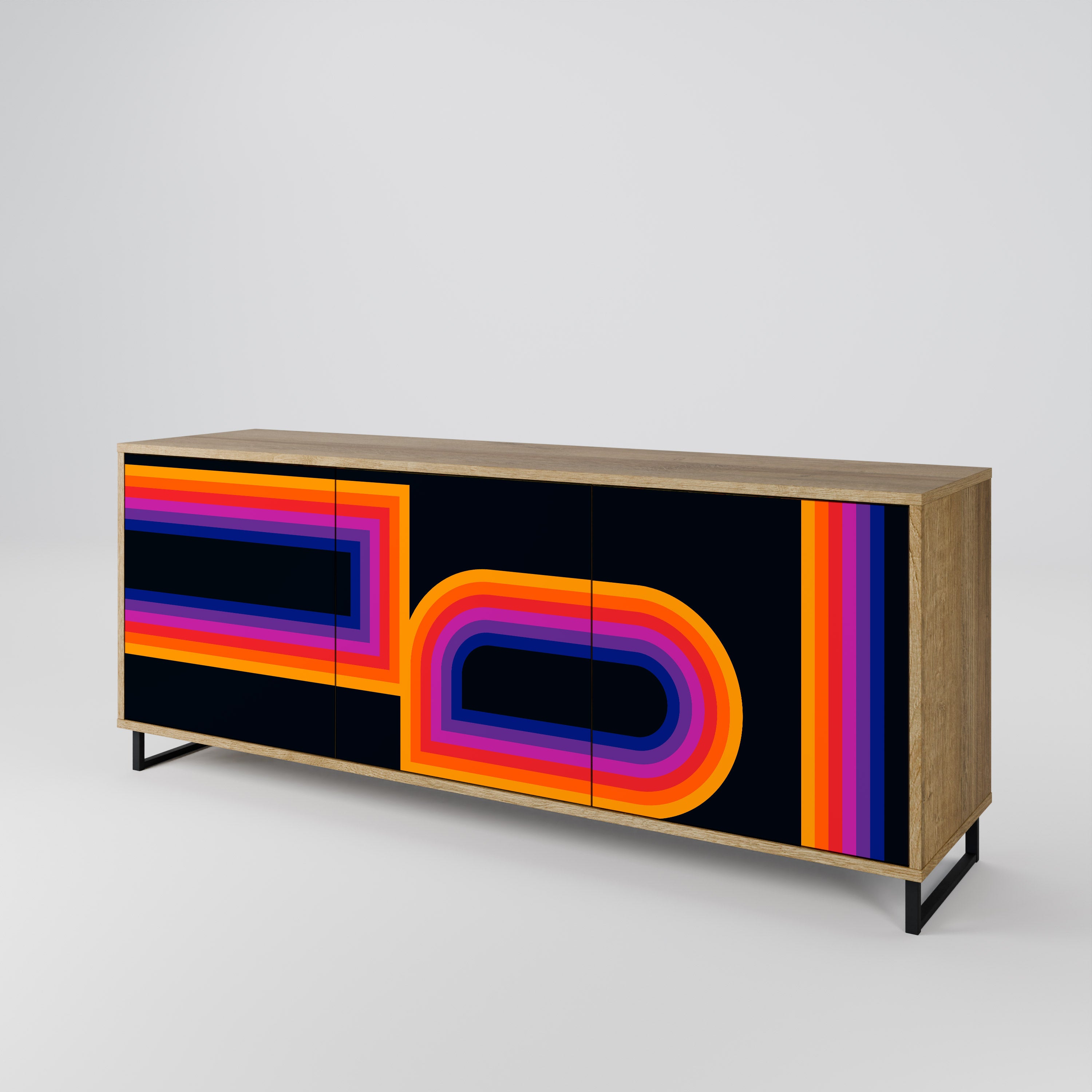 BLINDED BY THE LIGHTS 3-Door Sideboard in Oak Effect