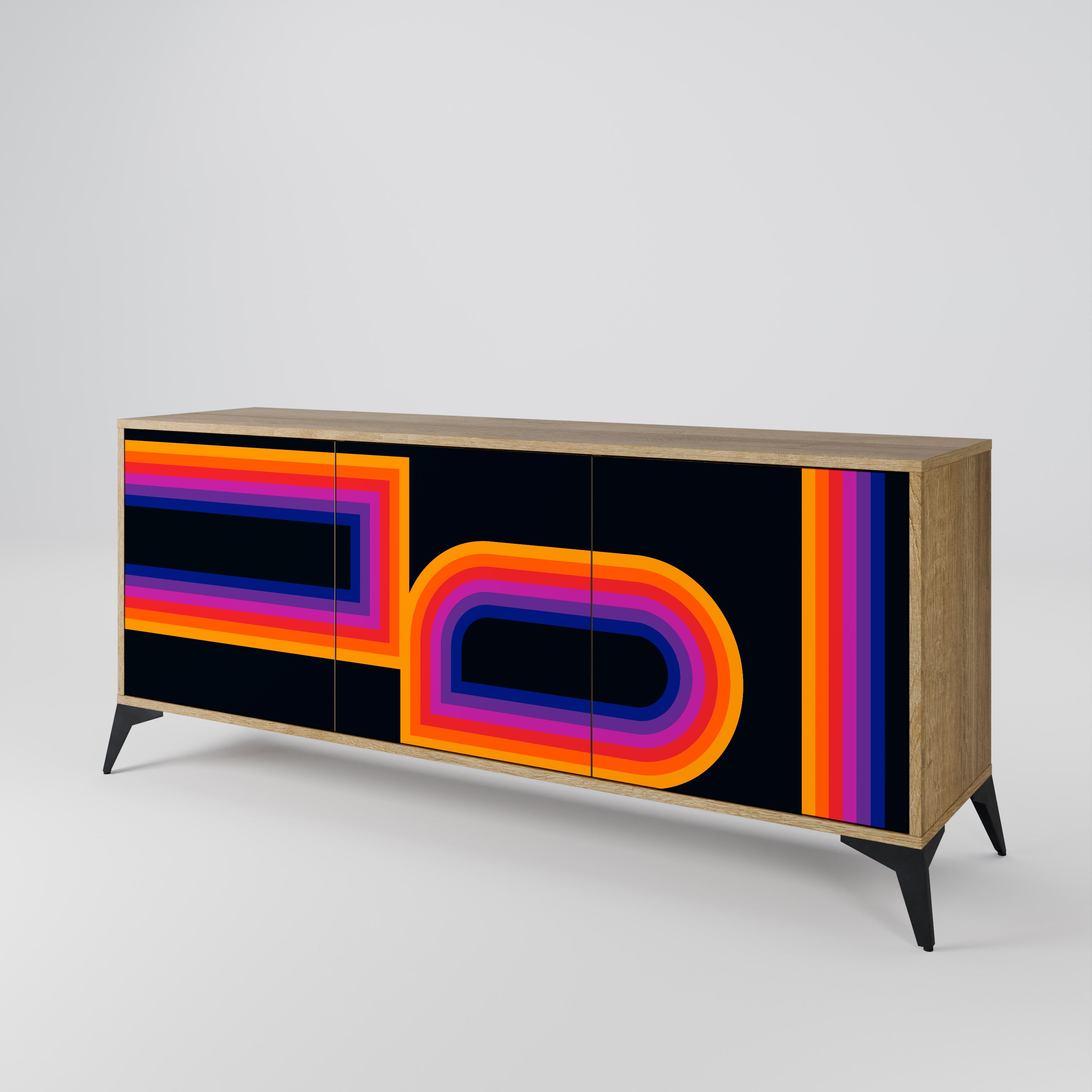 BLINDED BY THE LIGHTS 3-Door Sideboard in Oak Effect