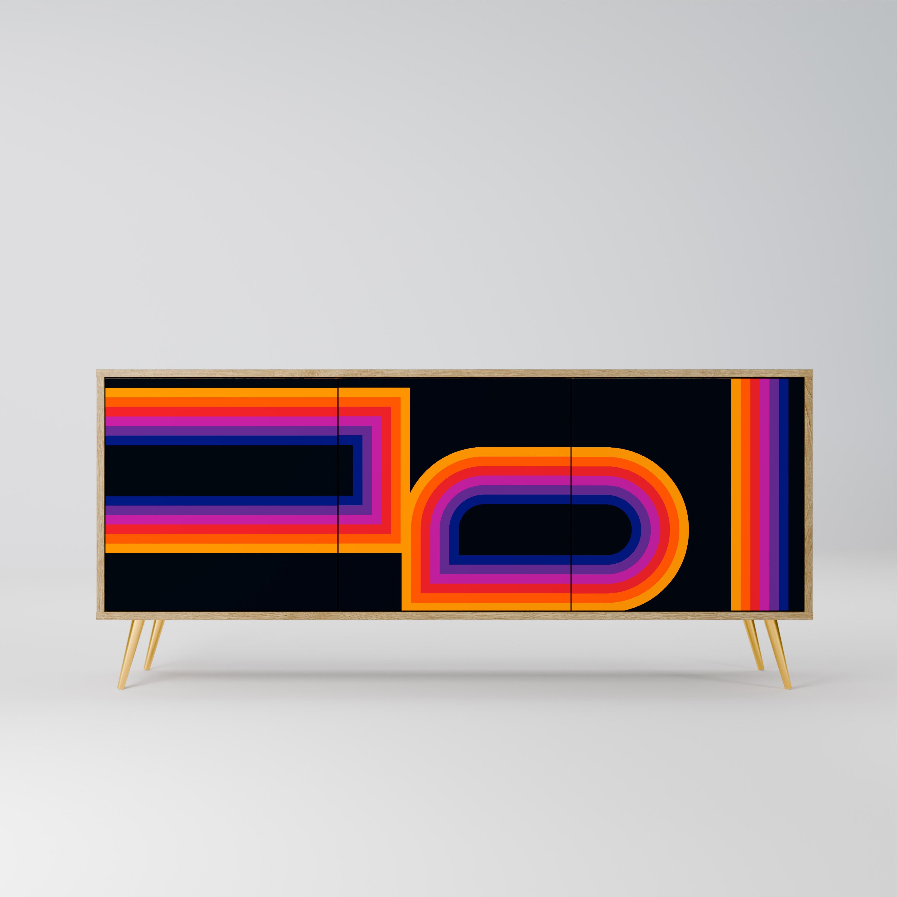 BLINDED BY THE LIGHTS 3-Door Sideboard in Oak Effect
