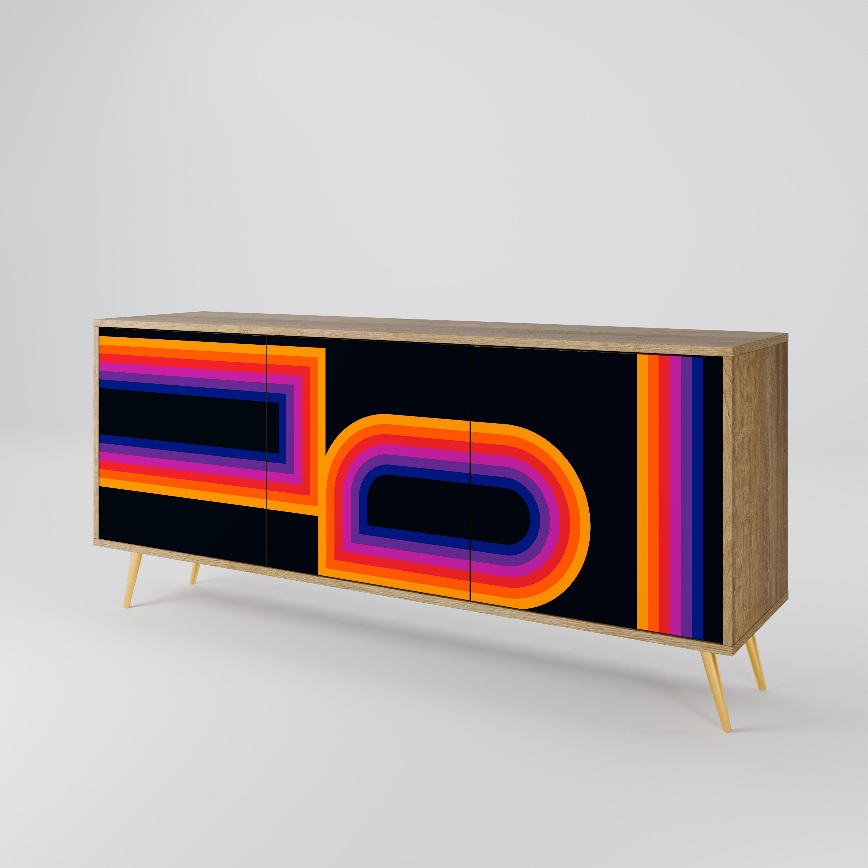 BLINDED BY THE LIGHTS 3-Door Sideboard in Oak Effect