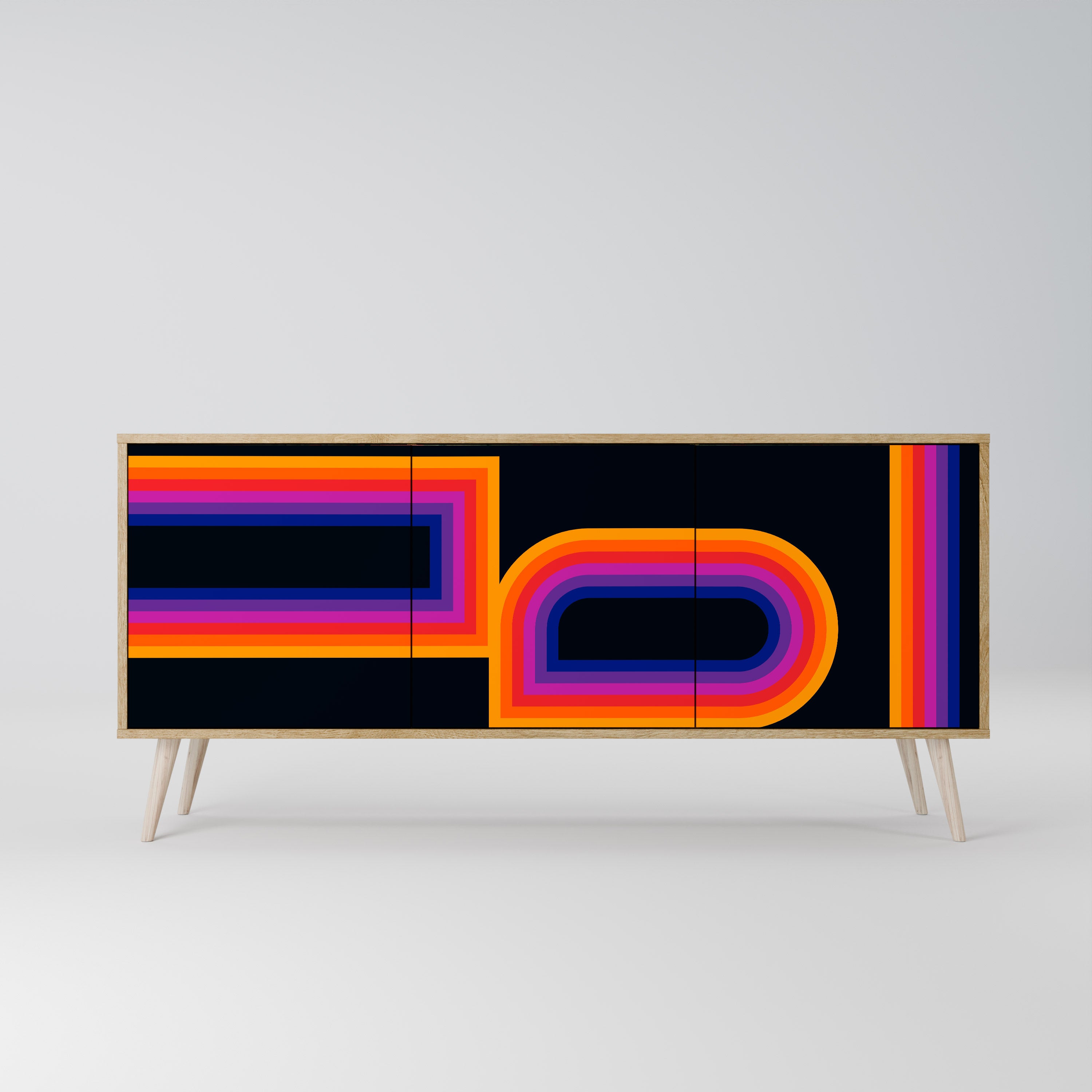 BLINDED BY THE LIGHTS 3-Door Sideboard in Oak Effect