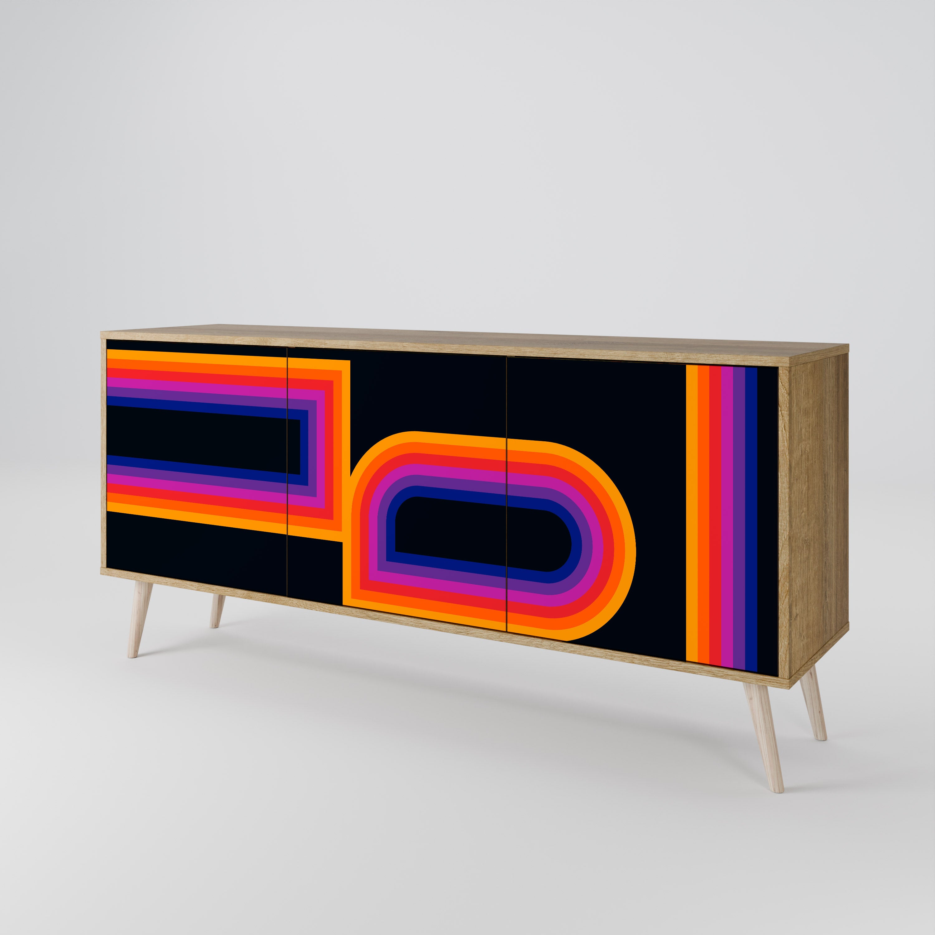 BLINDED BY THE LIGHTS 3-Door Sideboard in Oak Effect