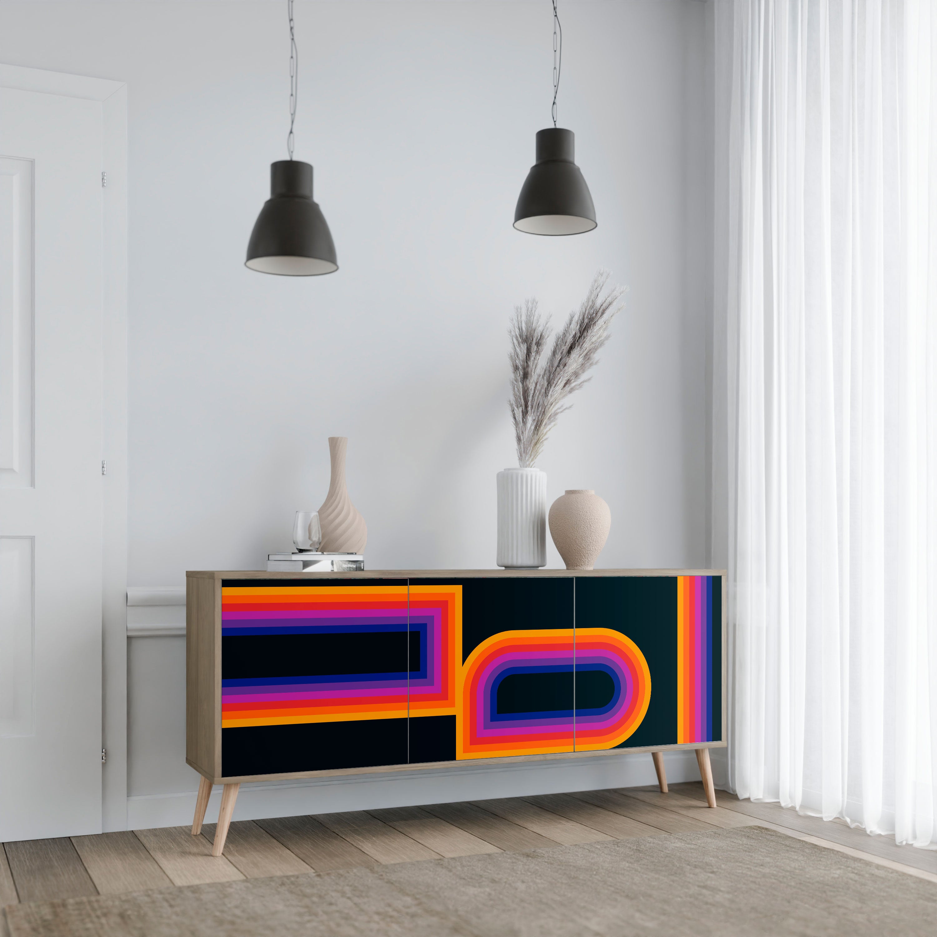 BLINDED BY THE LIGHTS 3-Door Sideboard in Oak Effect