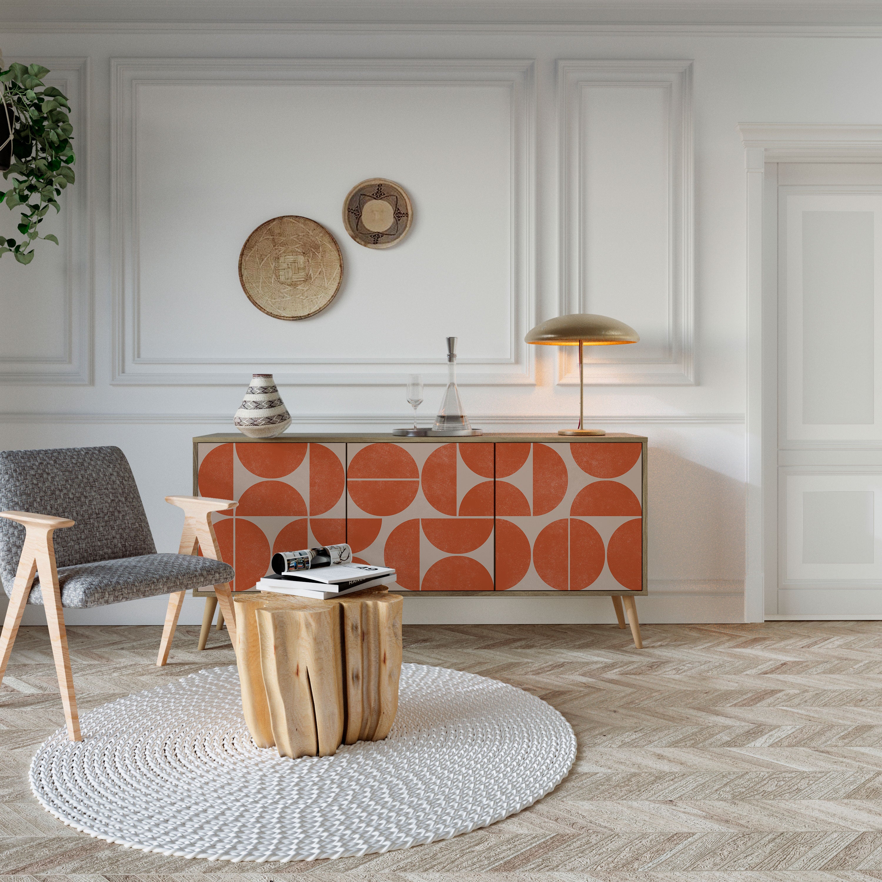 REPETITION COMPULSION 3-Door Sideboard in Oak Effect