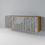 WAVES OF CONCRETE Aparador de 3 Puertas en Efecto Roble