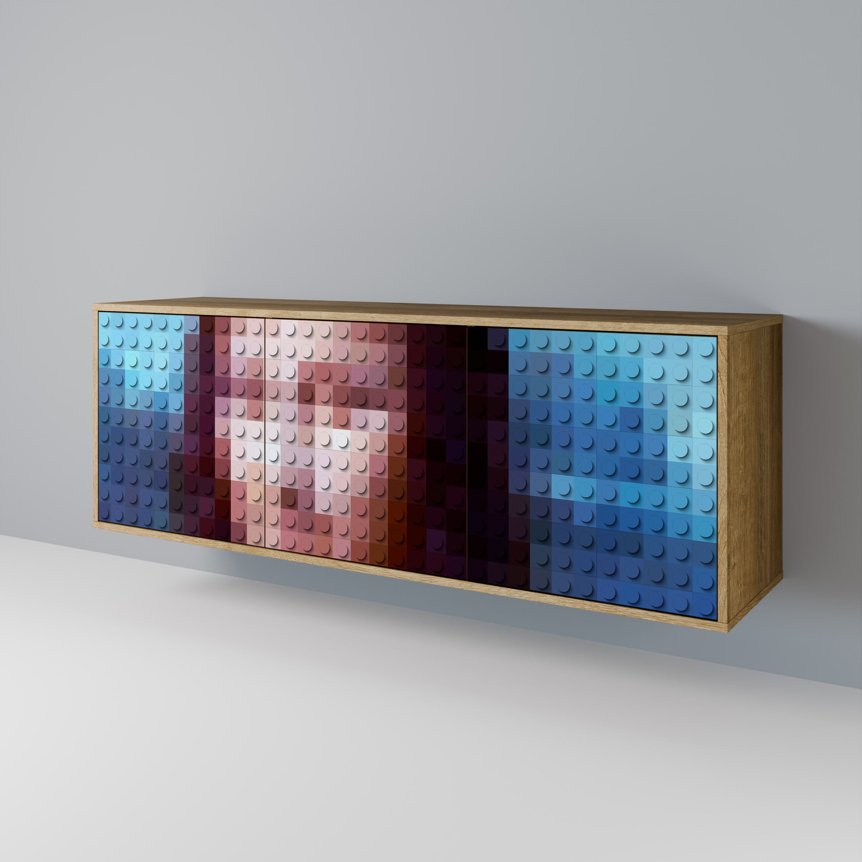CONSTRUCTIVE ART 3-Door Sideboard in Oak Effect