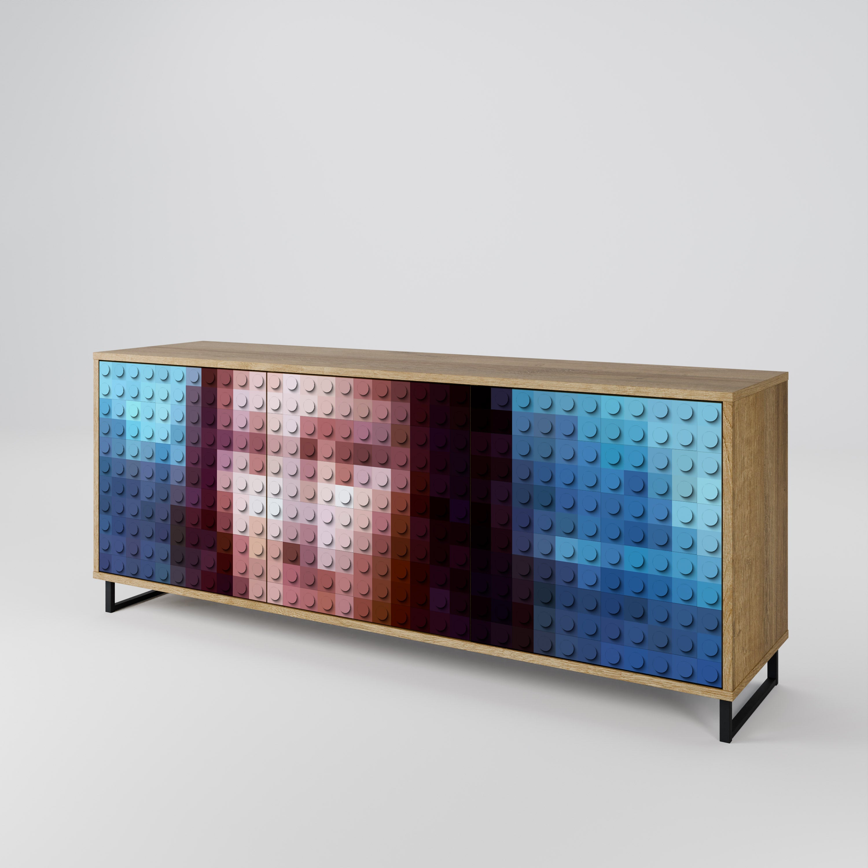 CONSTRUCTIVE ART 3-Door Sideboard in Oak Effect