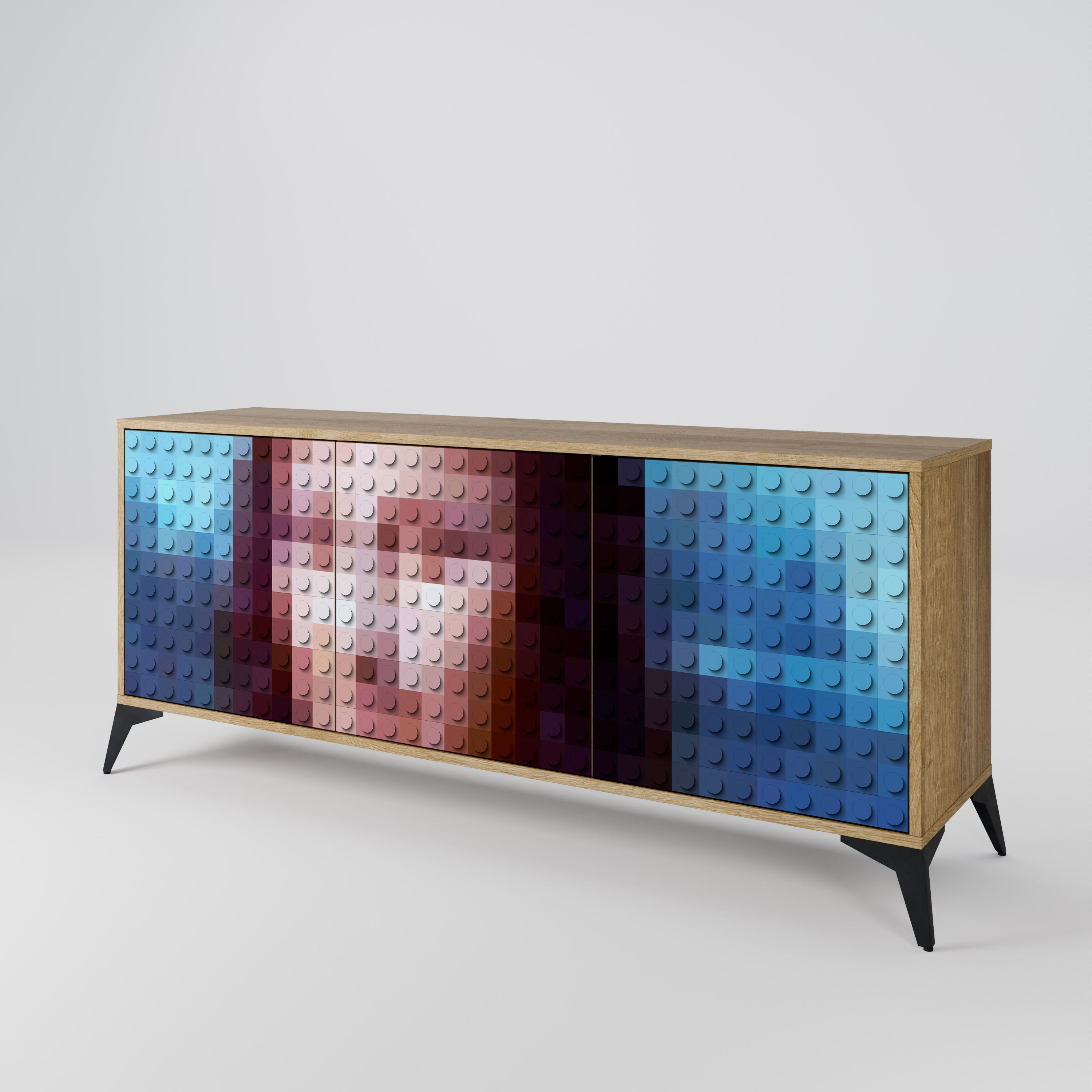 CONSTRUCTIVE ART 3-Door Sideboard in Oak Effect