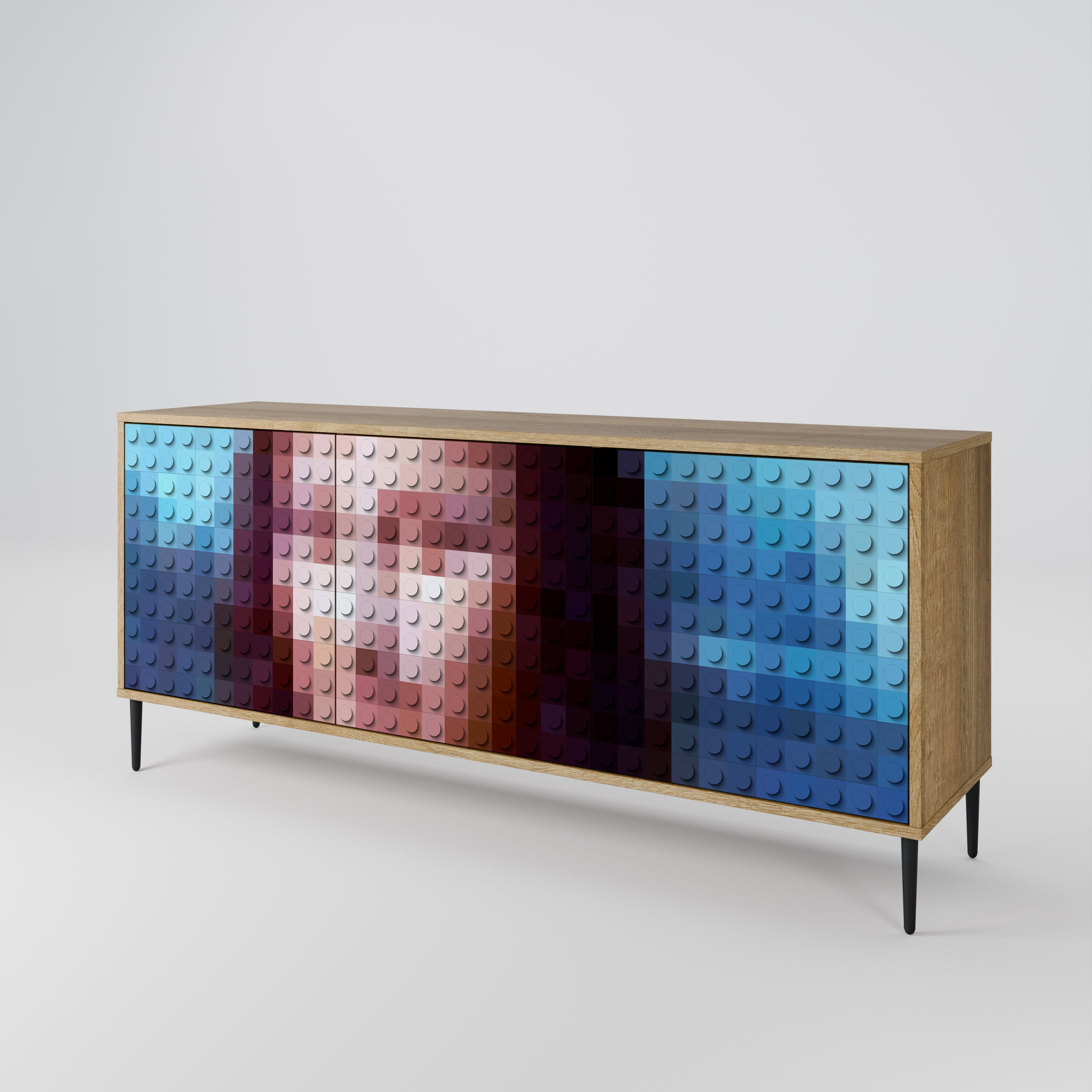 CONSTRUCTIVE ART 3-Door Sideboard in Oak Effect