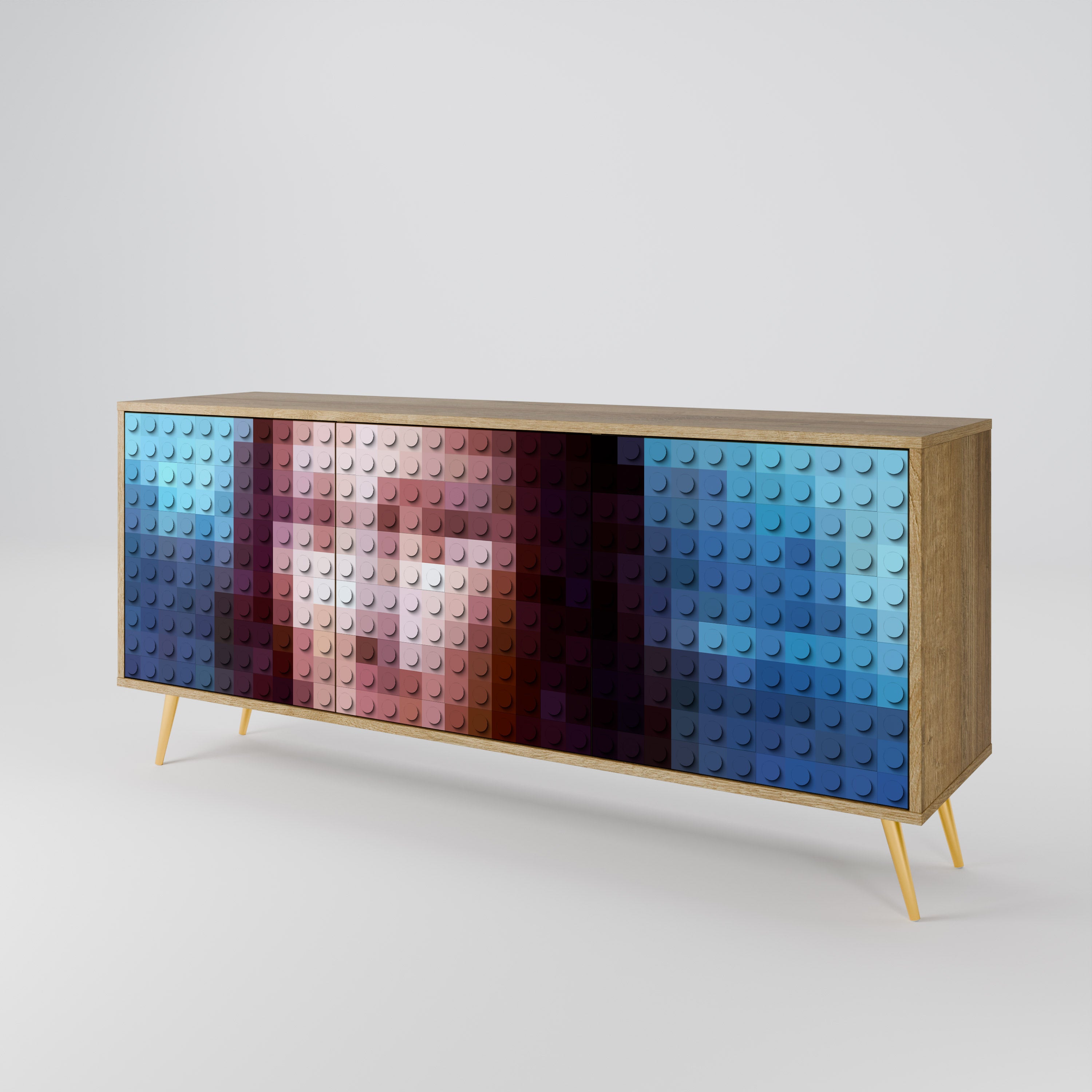 CONSTRUCTIVE ART 3-Door Sideboard in Oak Effect