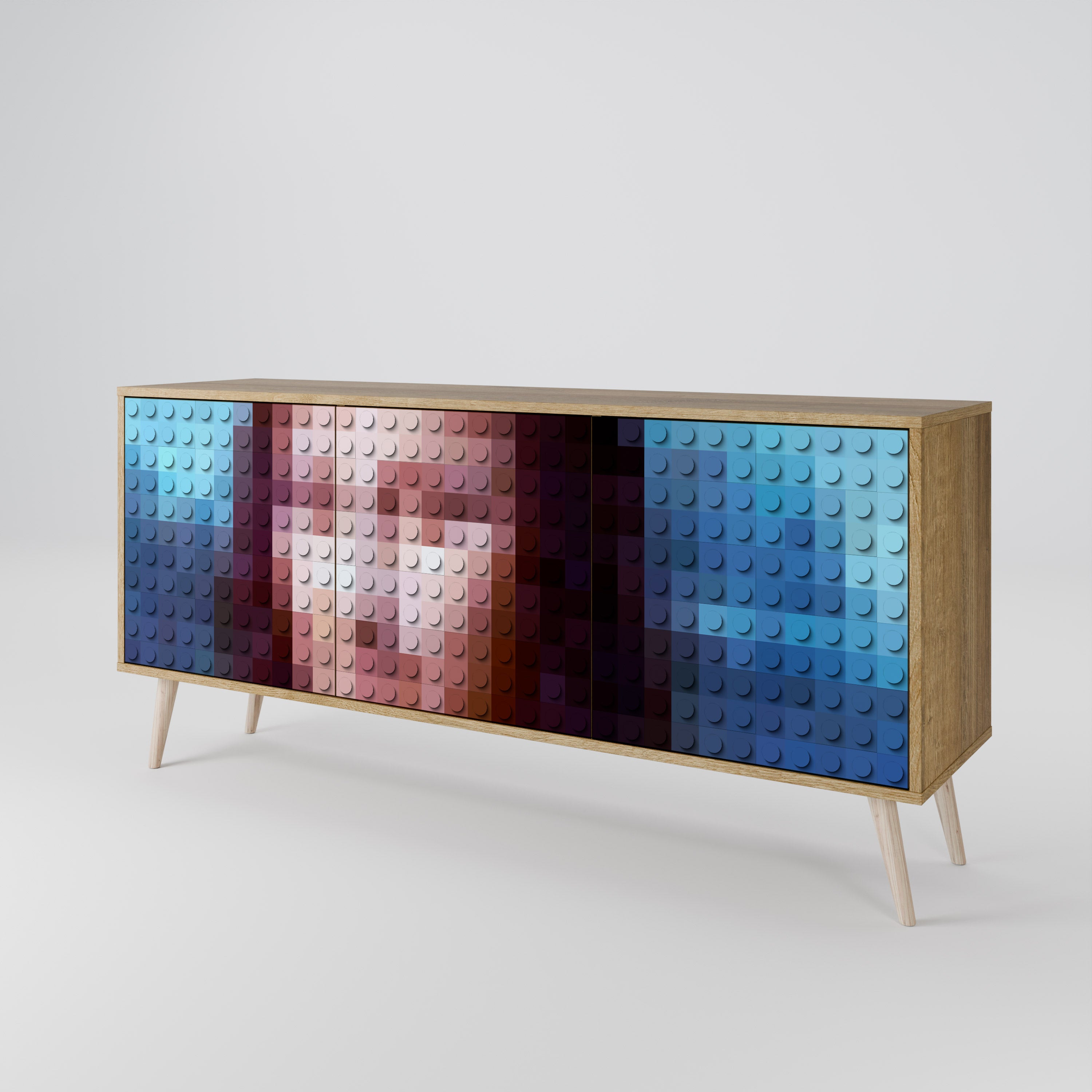 CONSTRUCTIVE ART 3-Door Sideboard in Oak Effect