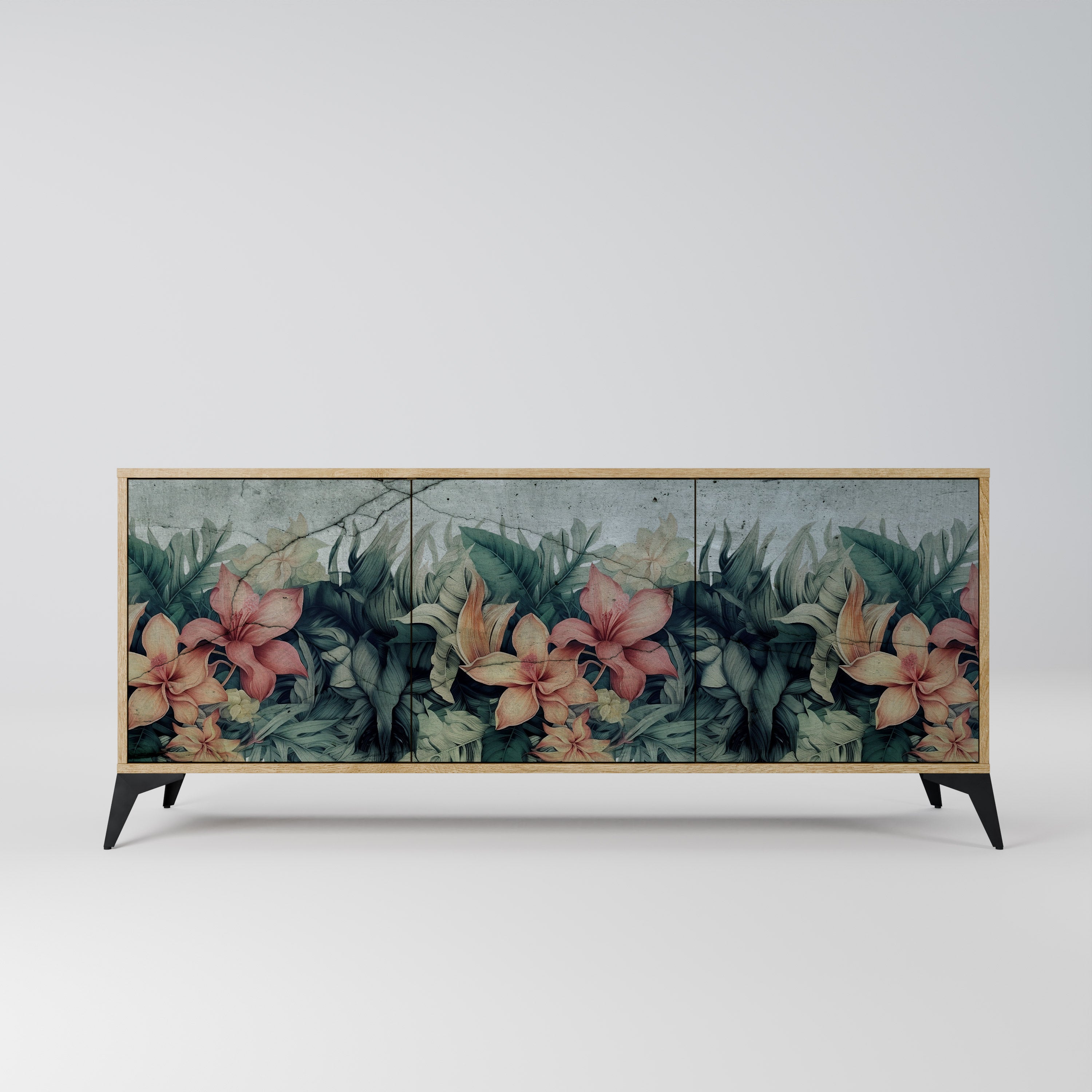 HEAVENLY BLOOM 3-Door Sideboard in Oak Effect