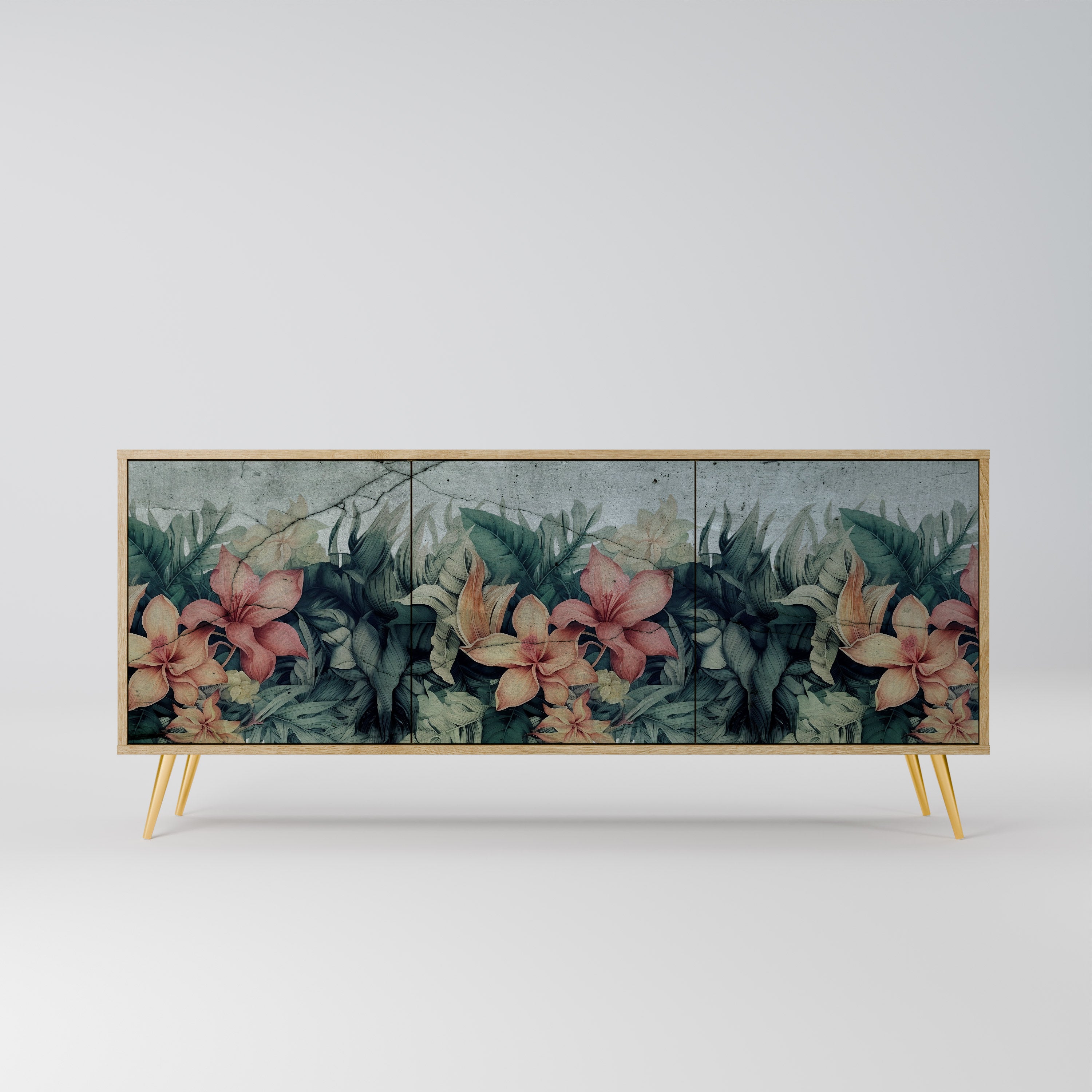 HEAVENLY BLOOM 3-Door Sideboard in Oak Effect