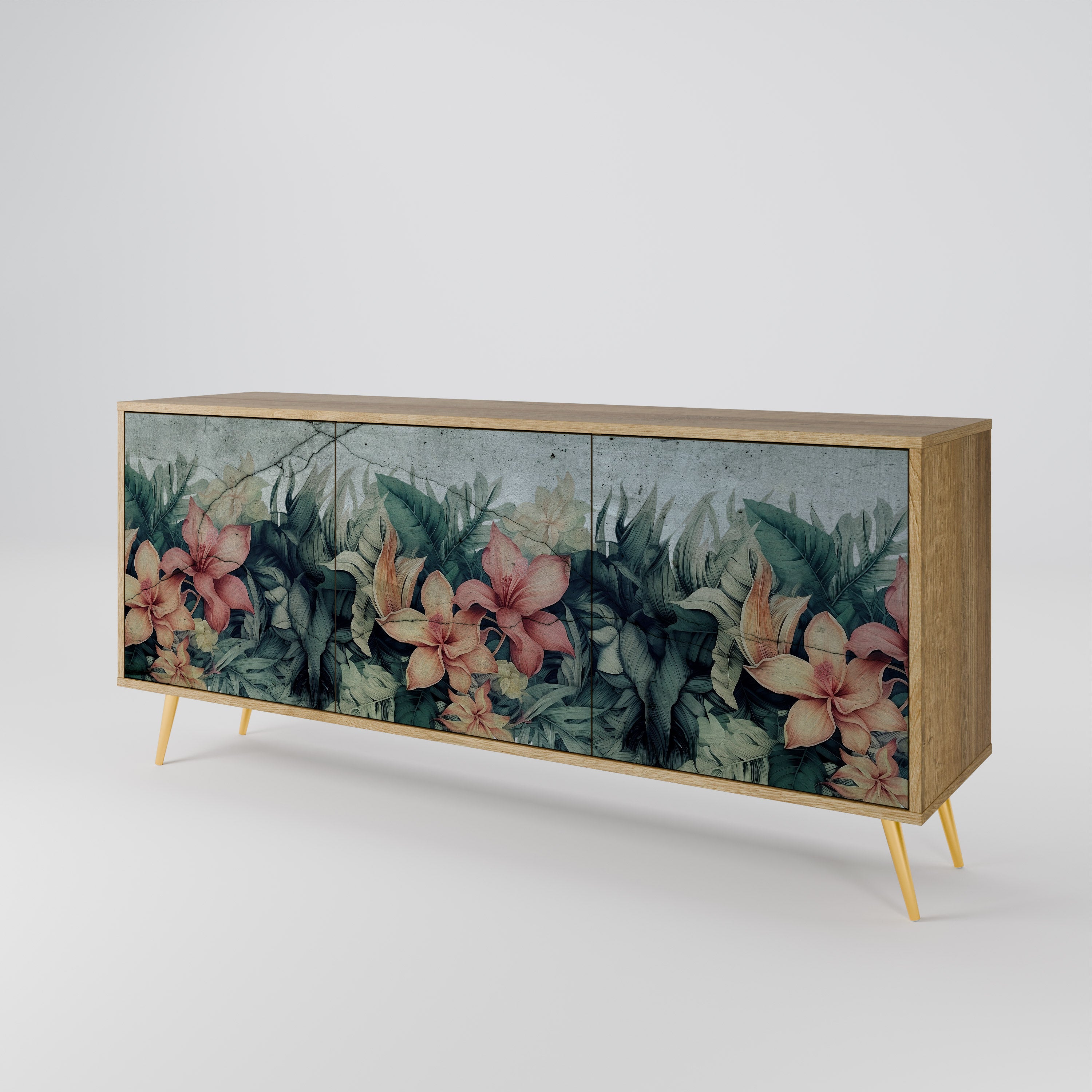 HEAVENLY BLOOM 3-Door Sideboard in Oak Effect