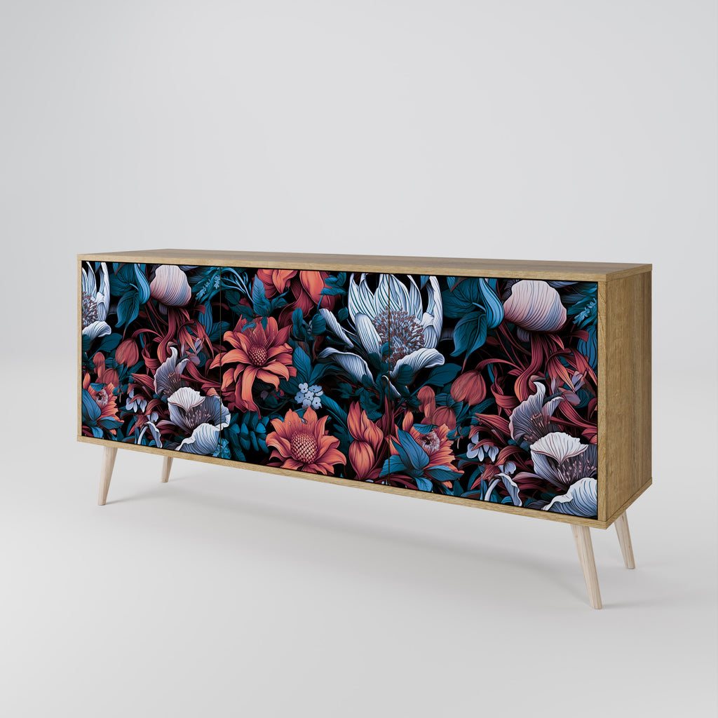 ETHEREAL BLOSSOMS 3-Door Sideboard in Oak Effect