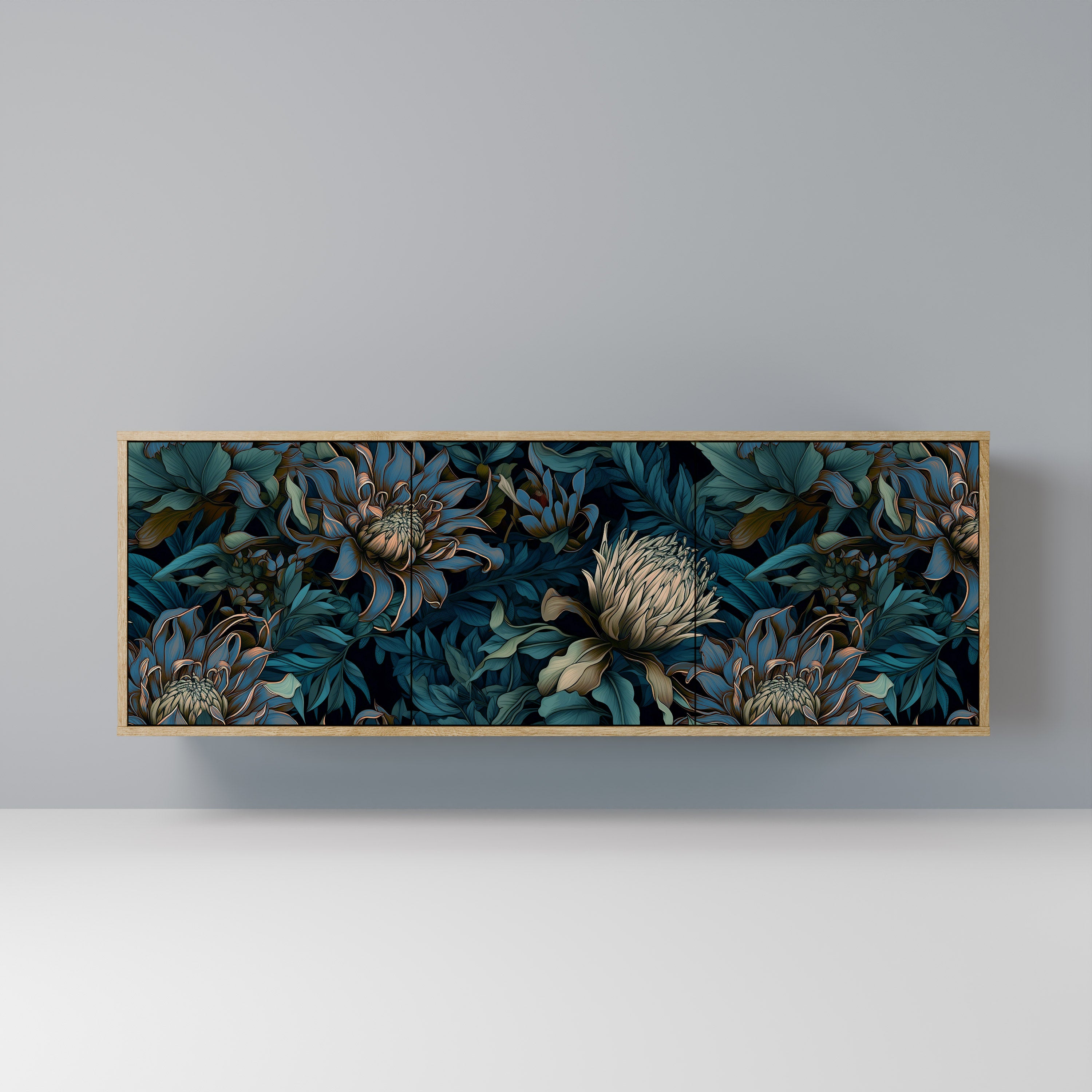 TWILIGHT BLOOM 3-Door Sideboard in Oak Effect