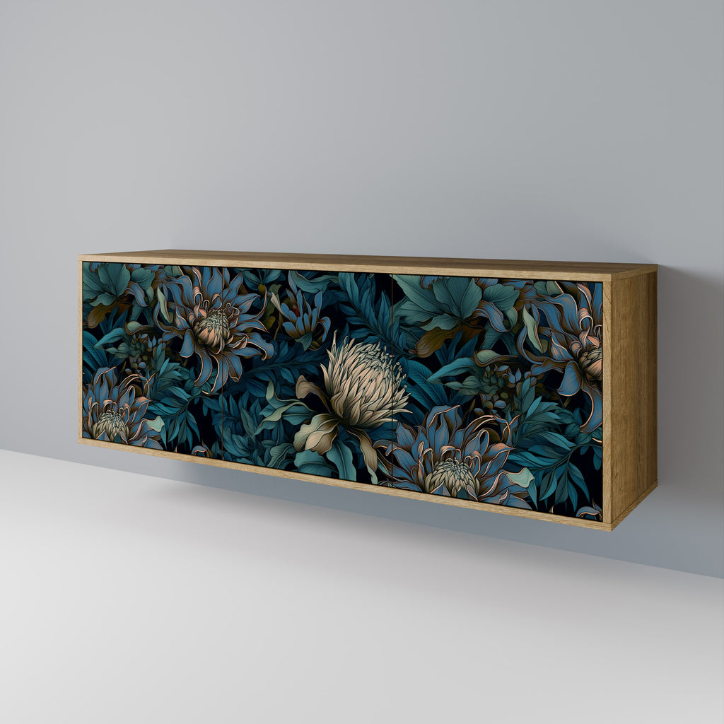 TWILIGHT BLOOM 3-Door Sideboard in Oak Effect