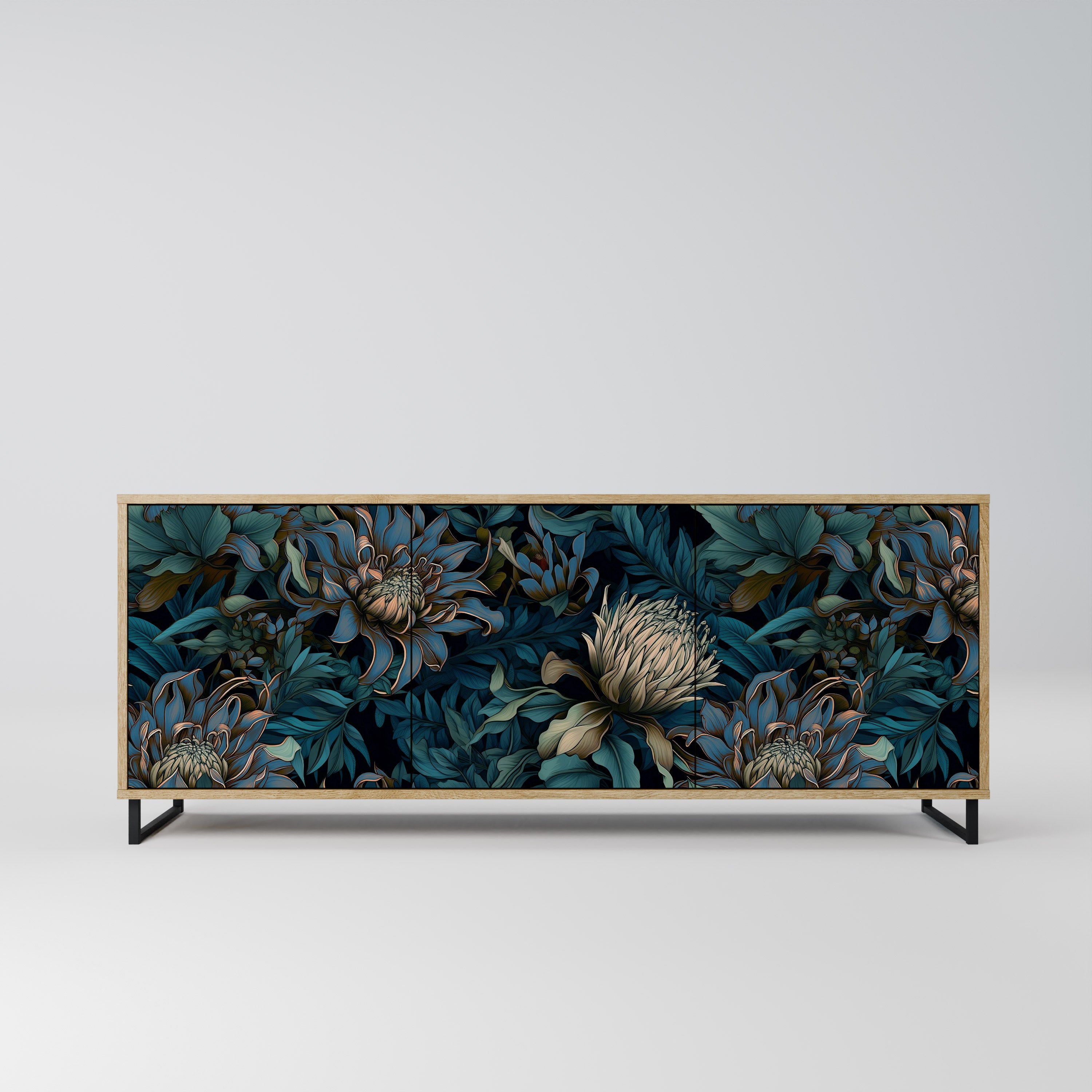 TWILIGHT BLOOM 3-Door Sideboard in Oak Effect