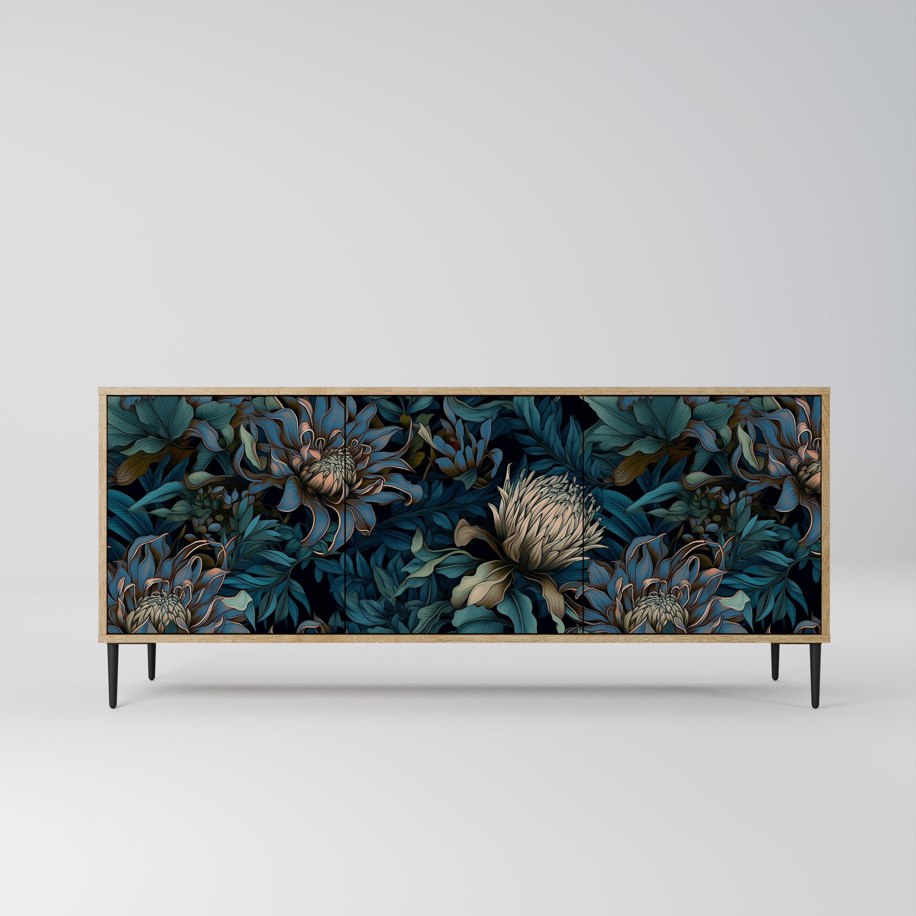 TWILIGHT BLOOM 3-Door Sideboard in Oak Effect