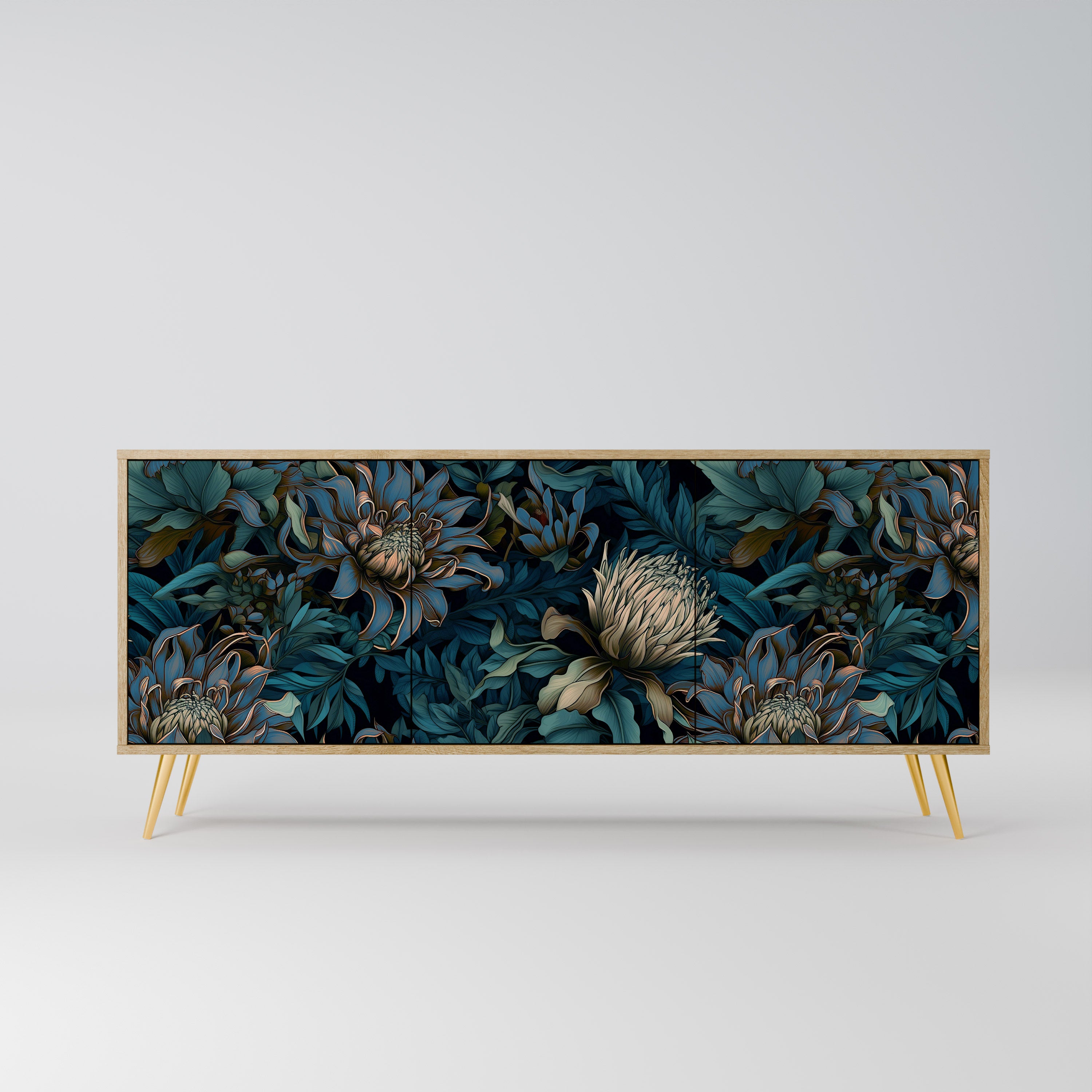 TWILIGHT BLOOM 3-Door Sideboard in Oak Effect