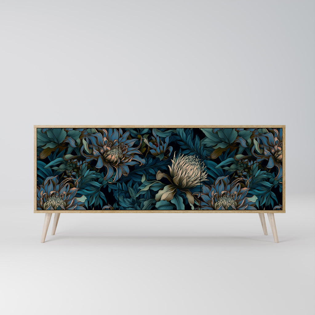 TWILIGHT BLOOM 3-Door Sideboard in Oak Effect