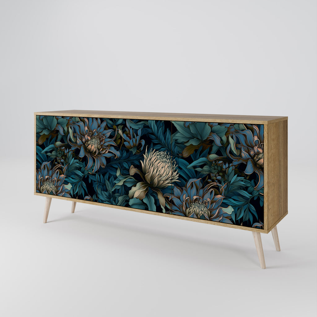 TWILIGHT BLOOM 3-Door Sideboard in Oak Effect