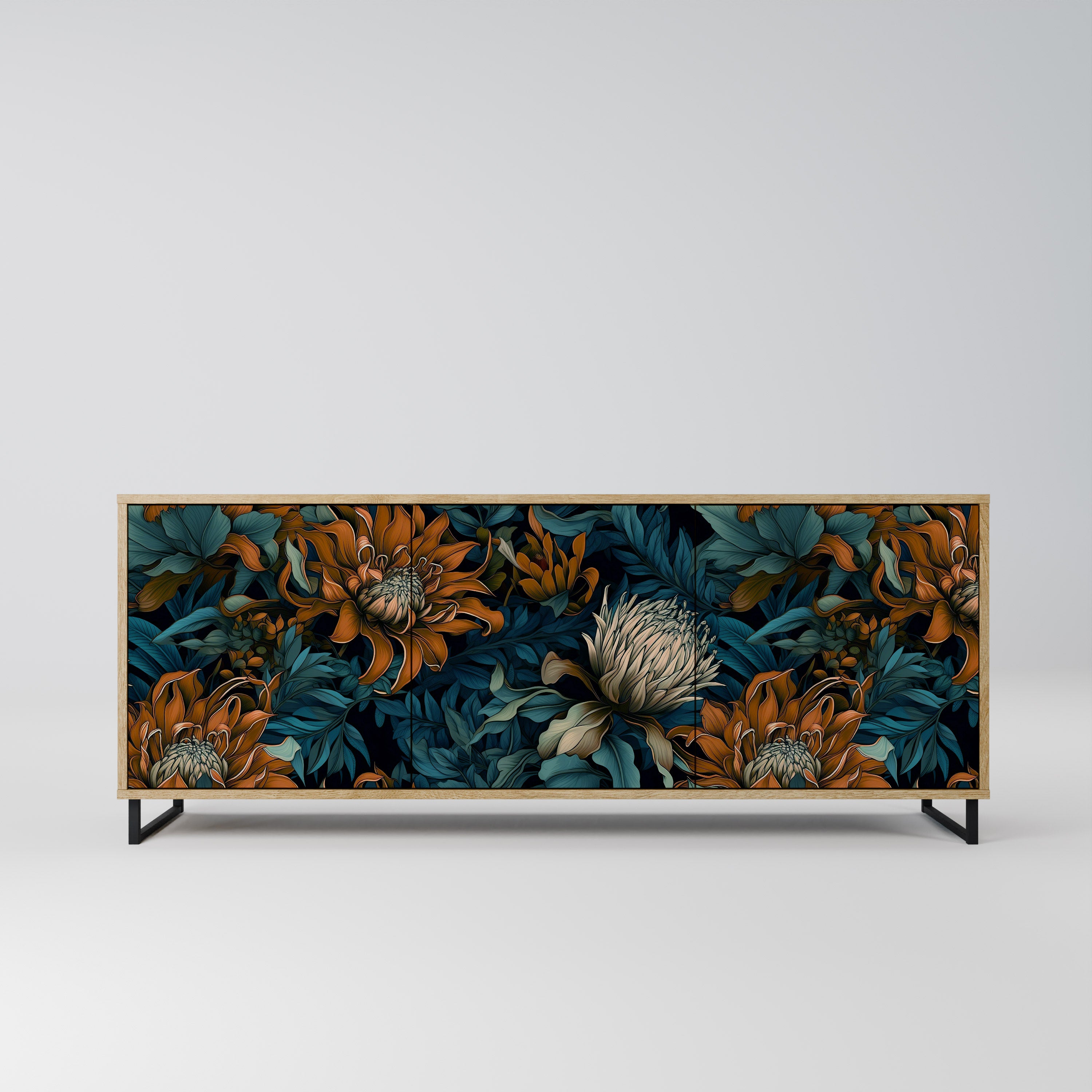 MORNING BLOOM 3-Door Sideboard in Oak Effect