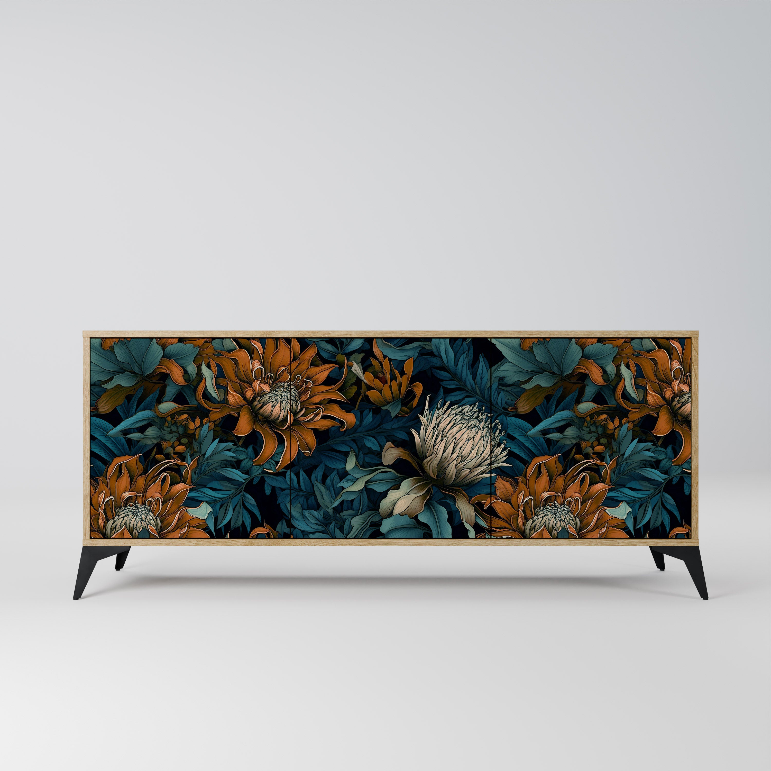 MORNING BLOOM 3-Door Sideboard in Oak Effect