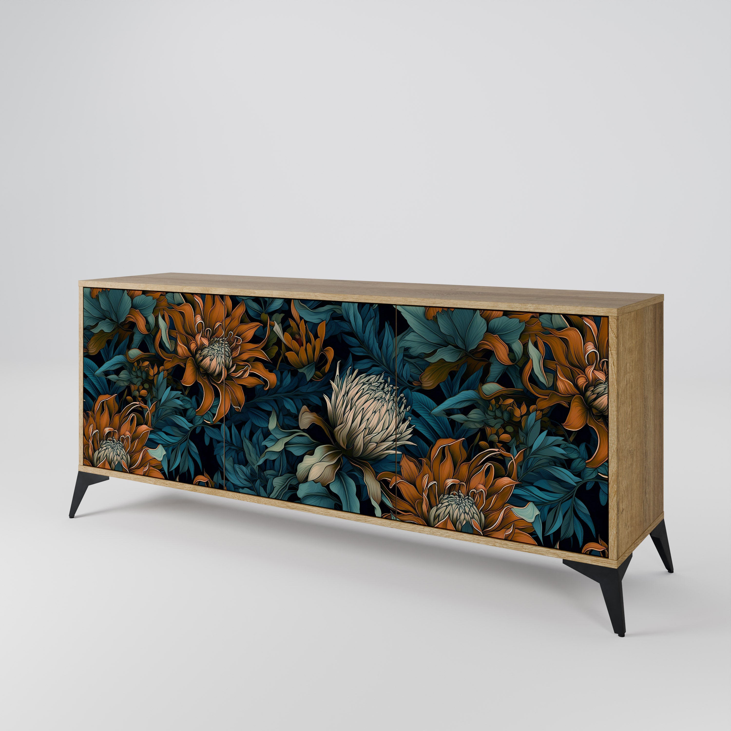 MORNING BLOOM 3-Door Sideboard in Oak Effect