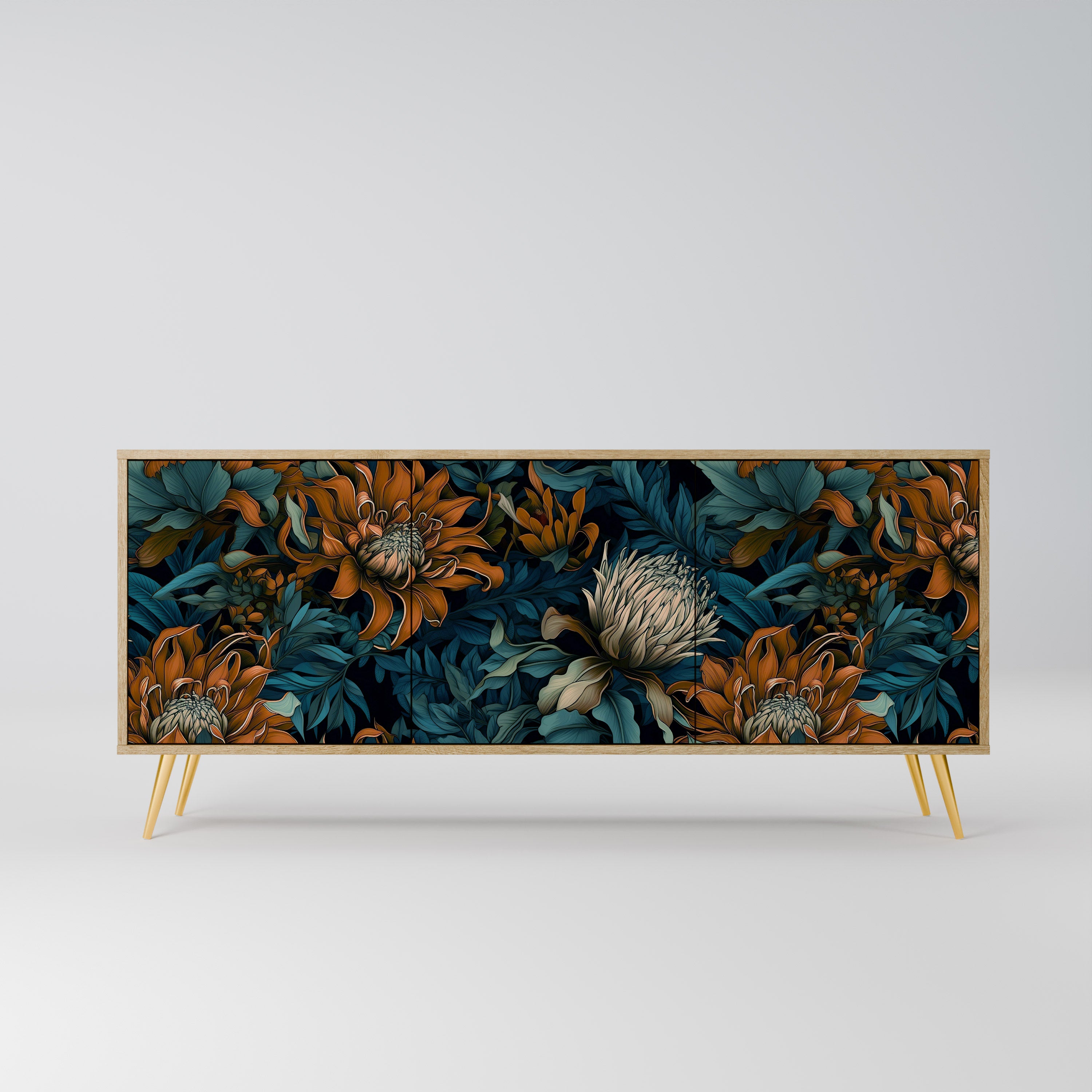 MORNING BLOOM 3-Door Sideboard in Oak Effect