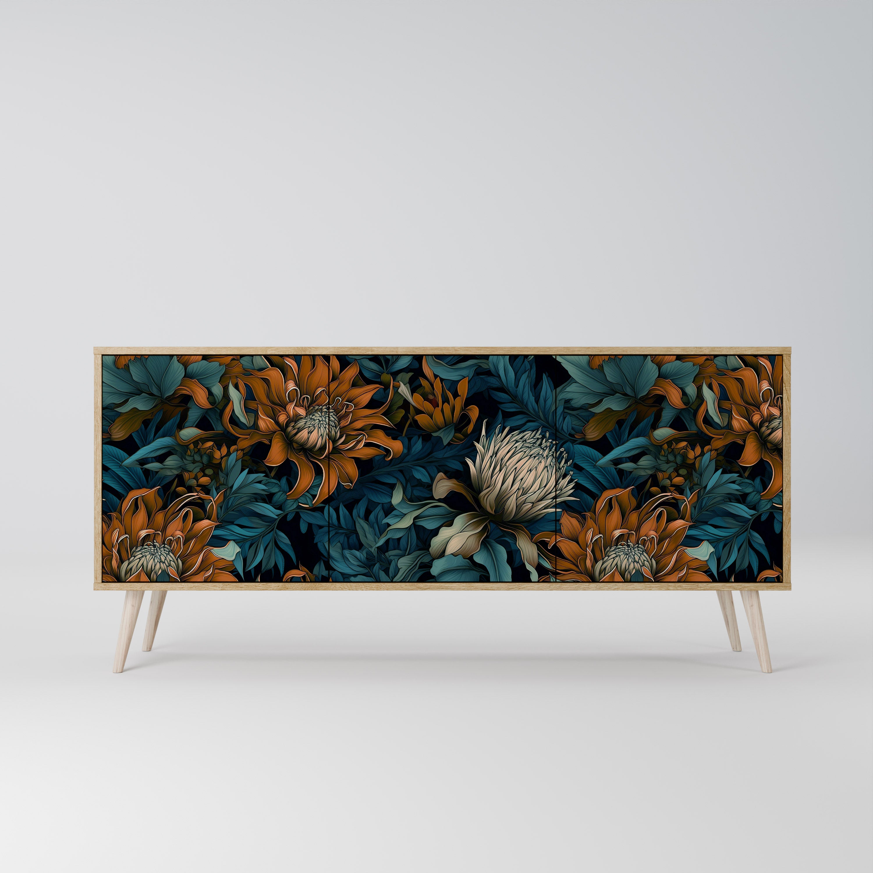 MORNING BLOOM 3-Door Sideboard in Oak Effect