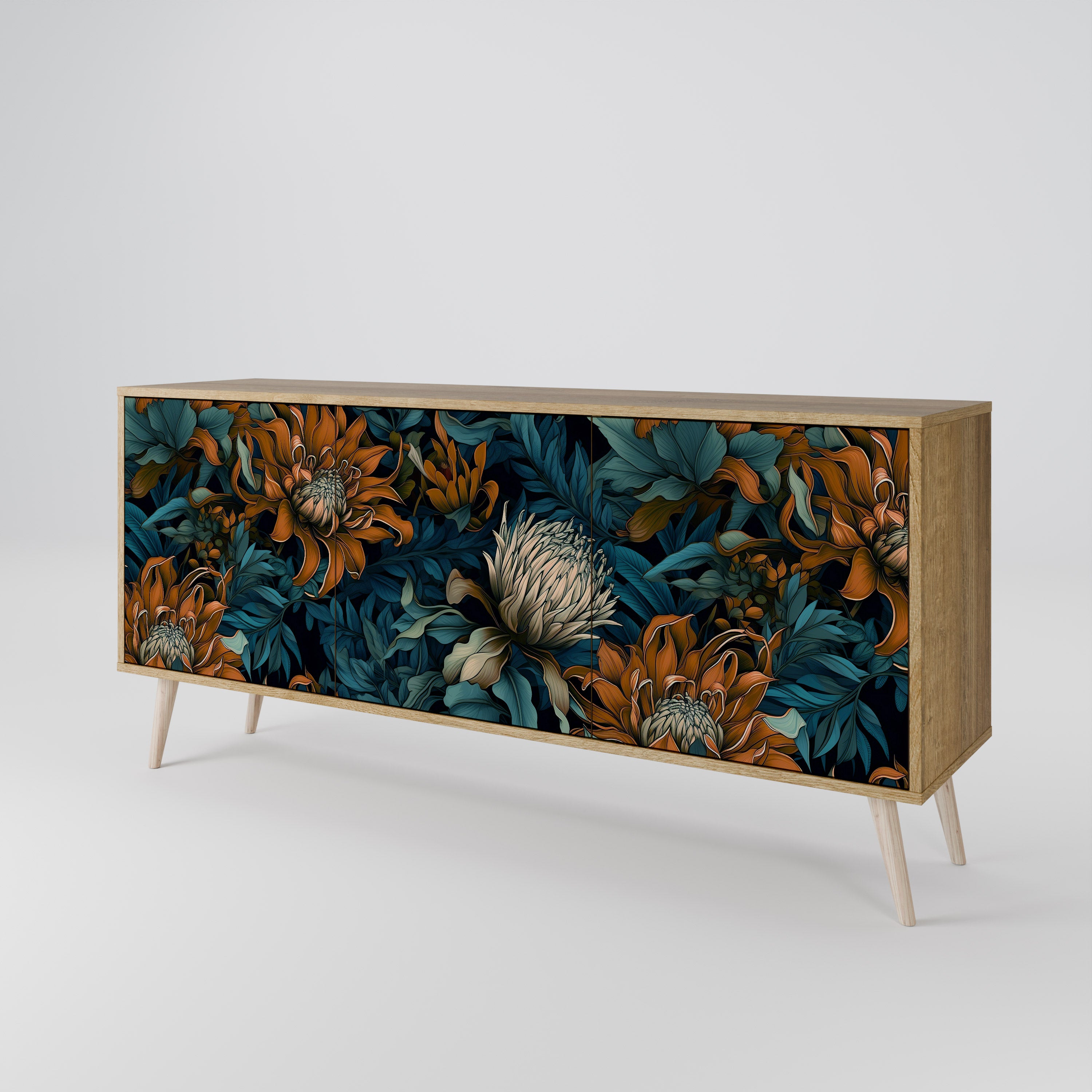 MORNING BLOOM 3-Door Sideboard in Oak Effect