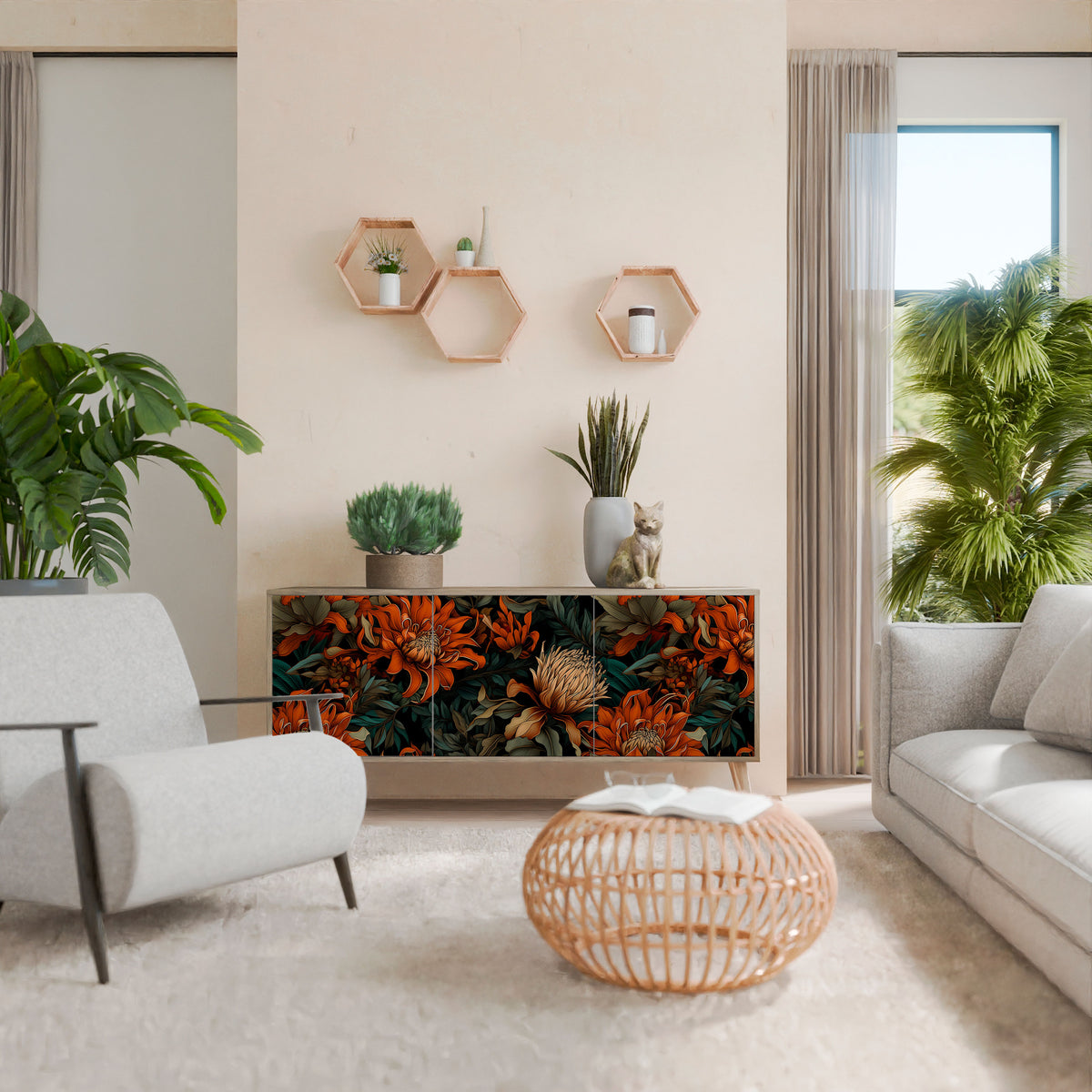 DAWN BLOOM Aparador de 3 Puertas