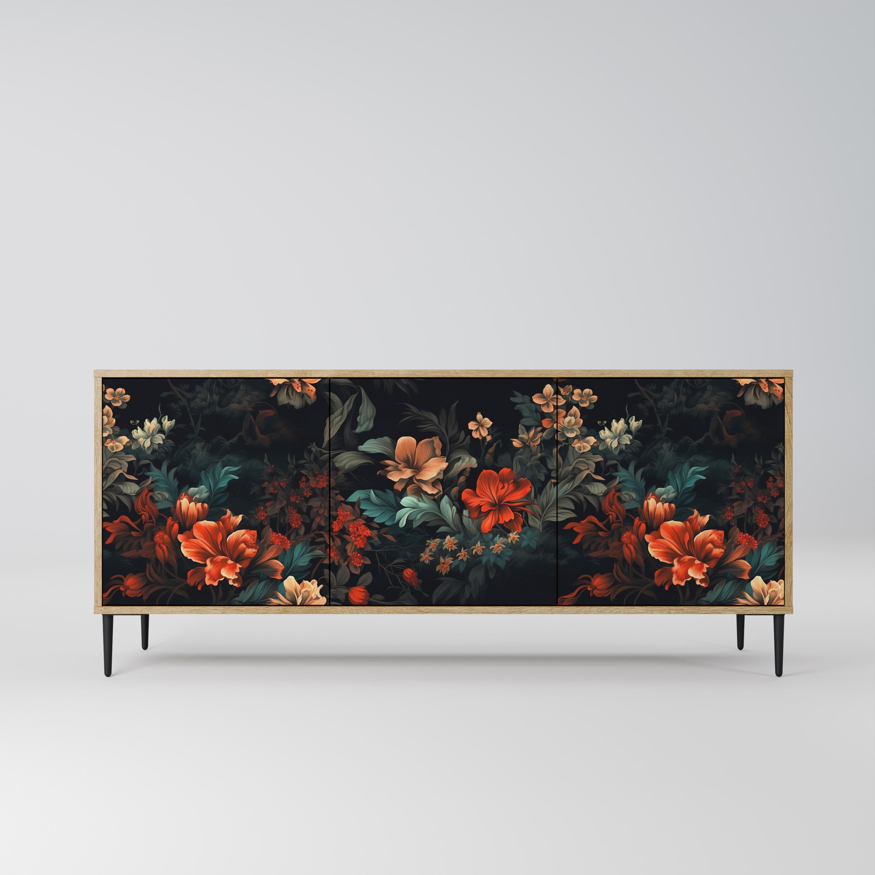 IMAGINARY BLOSSOM 3-Door Sideboard in Oak Effect