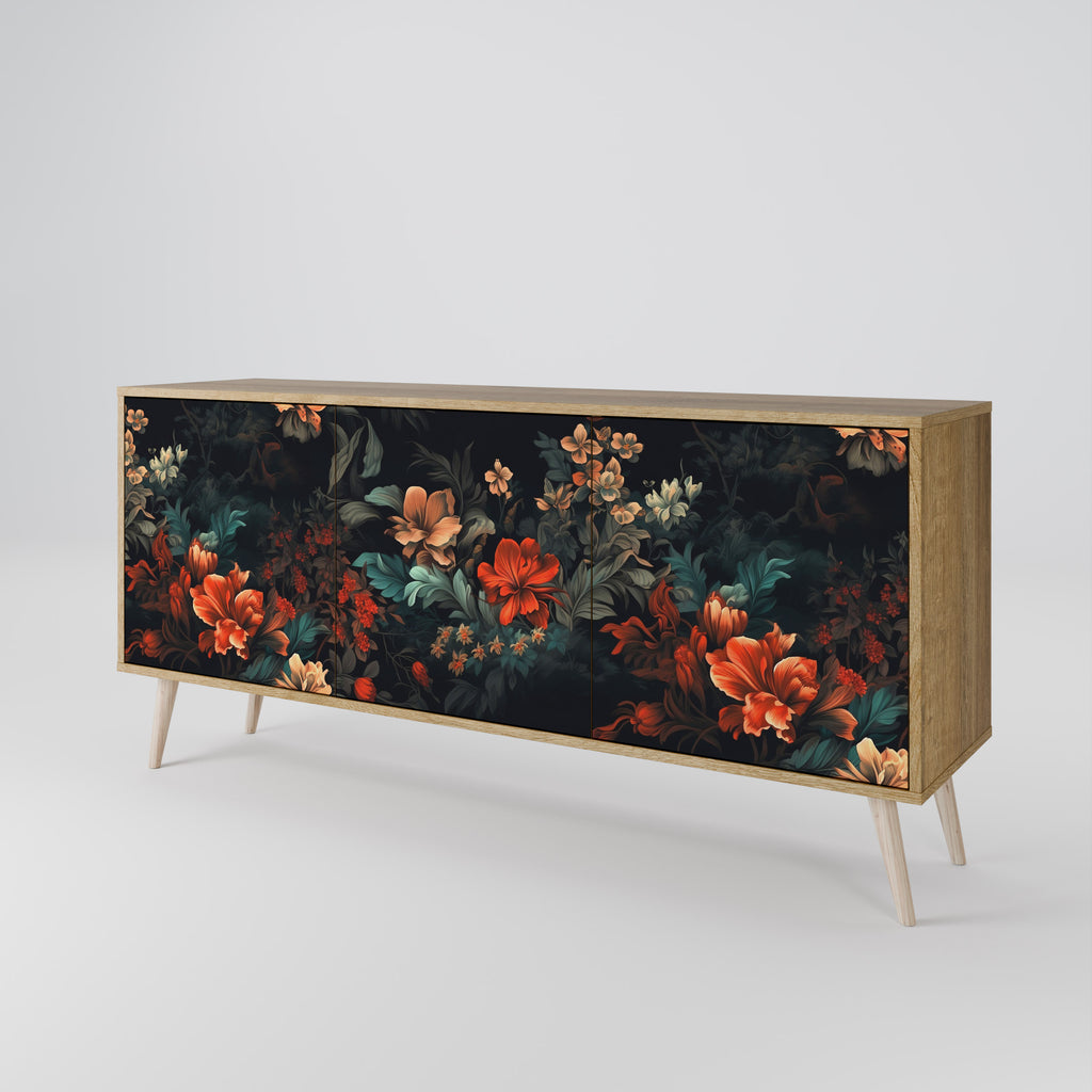 IMAGINARY BLOSSOM 3-Door Sideboard in Oak Effect