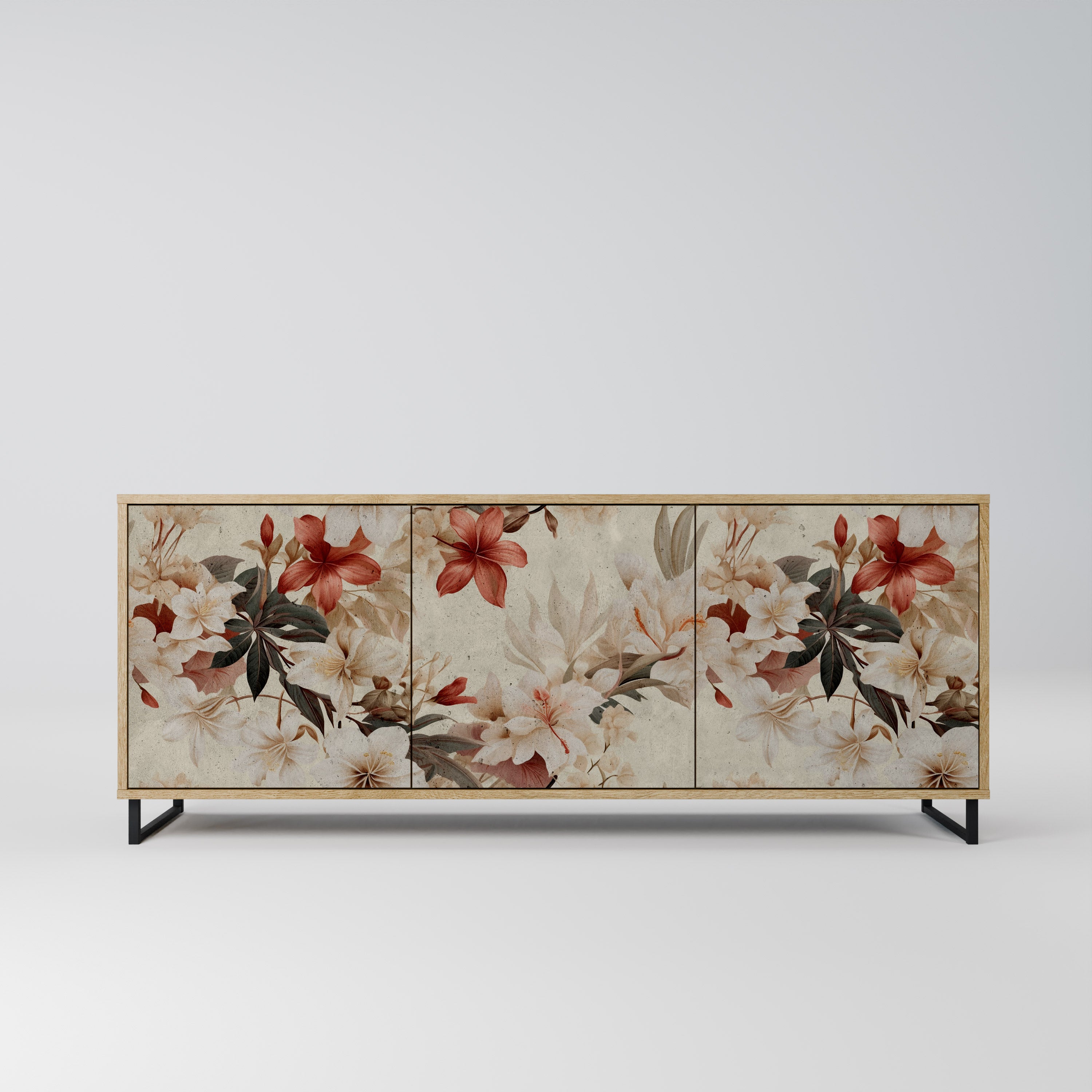 PETAL HARMONY 3-Door Sideboard in Oak Effect