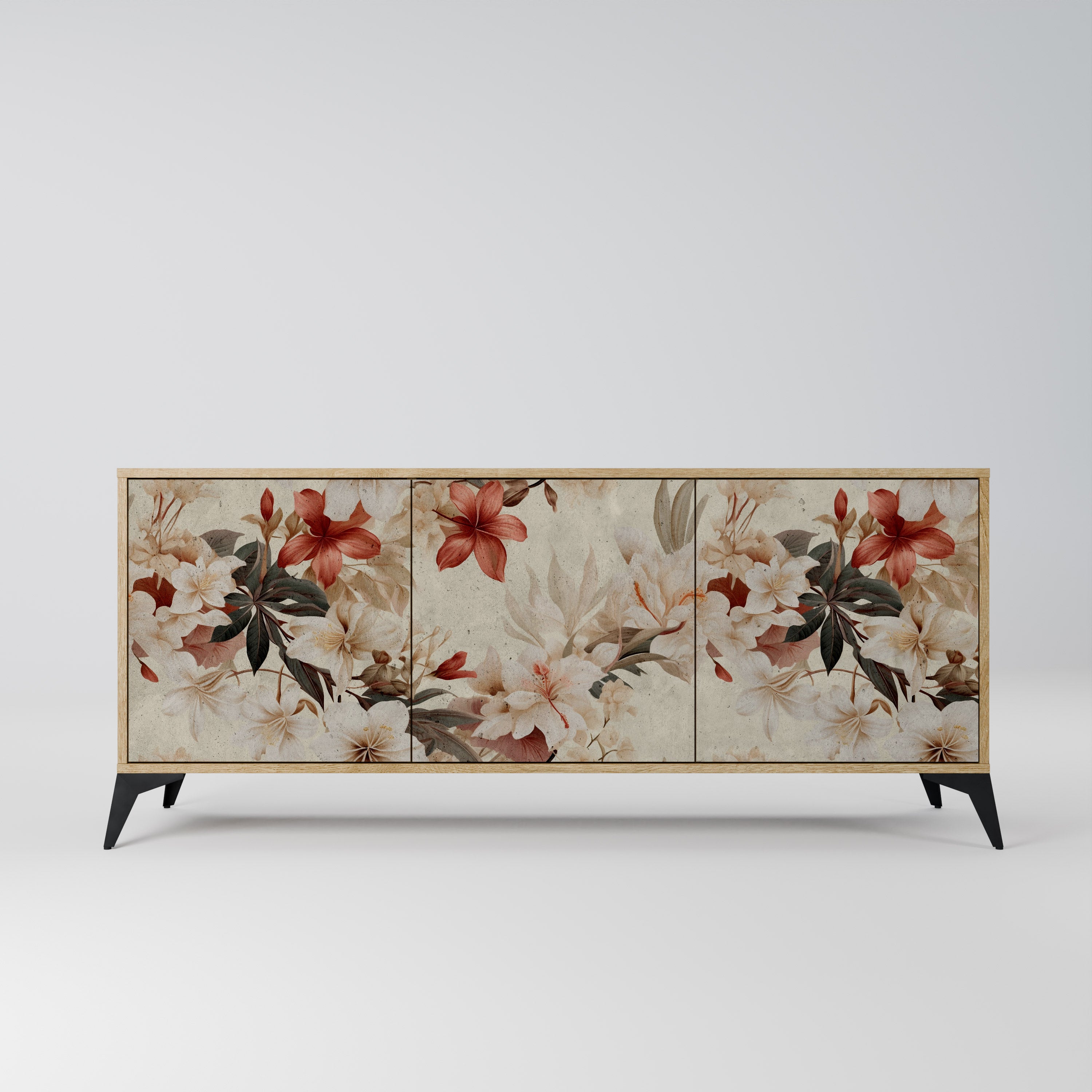 PETAL HARMONY 3-Door Sideboard in Oak Effect
