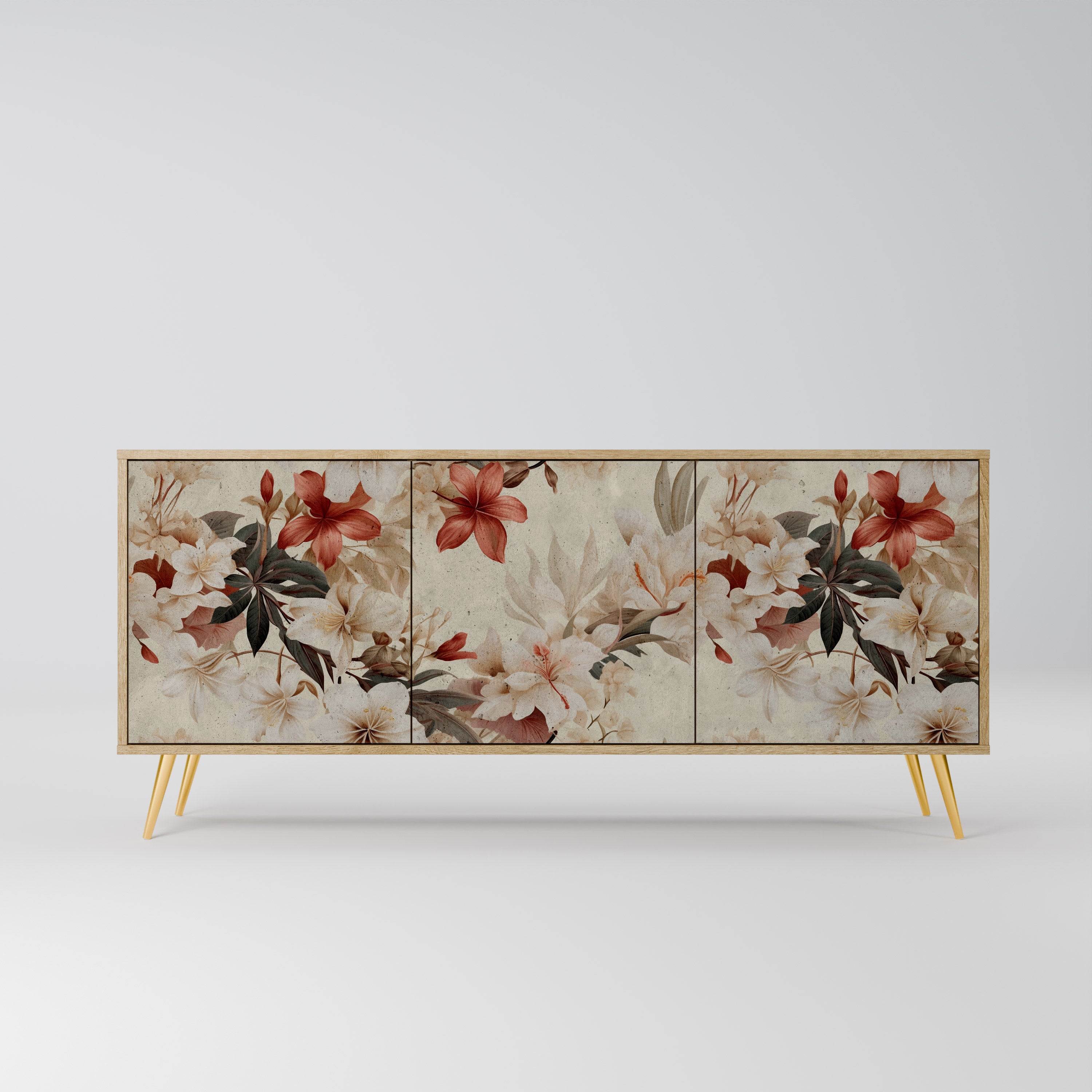 PETAL HARMONY 3-Door Sideboard in Oak Effect